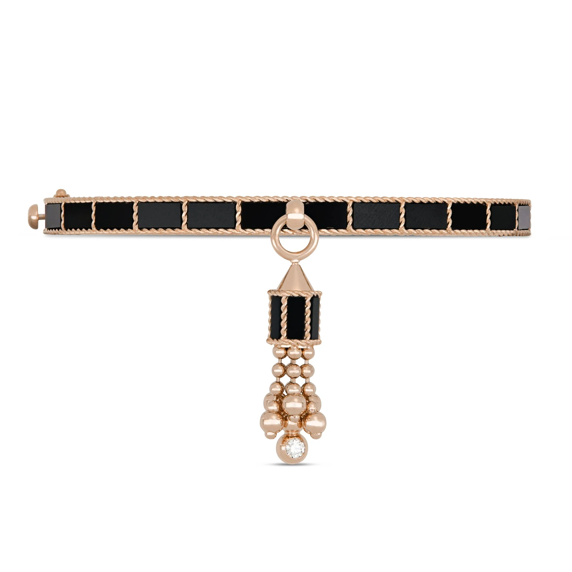 ART DECO BANGLE WITH BLACK JADE AND DIAMONDS - Image 2