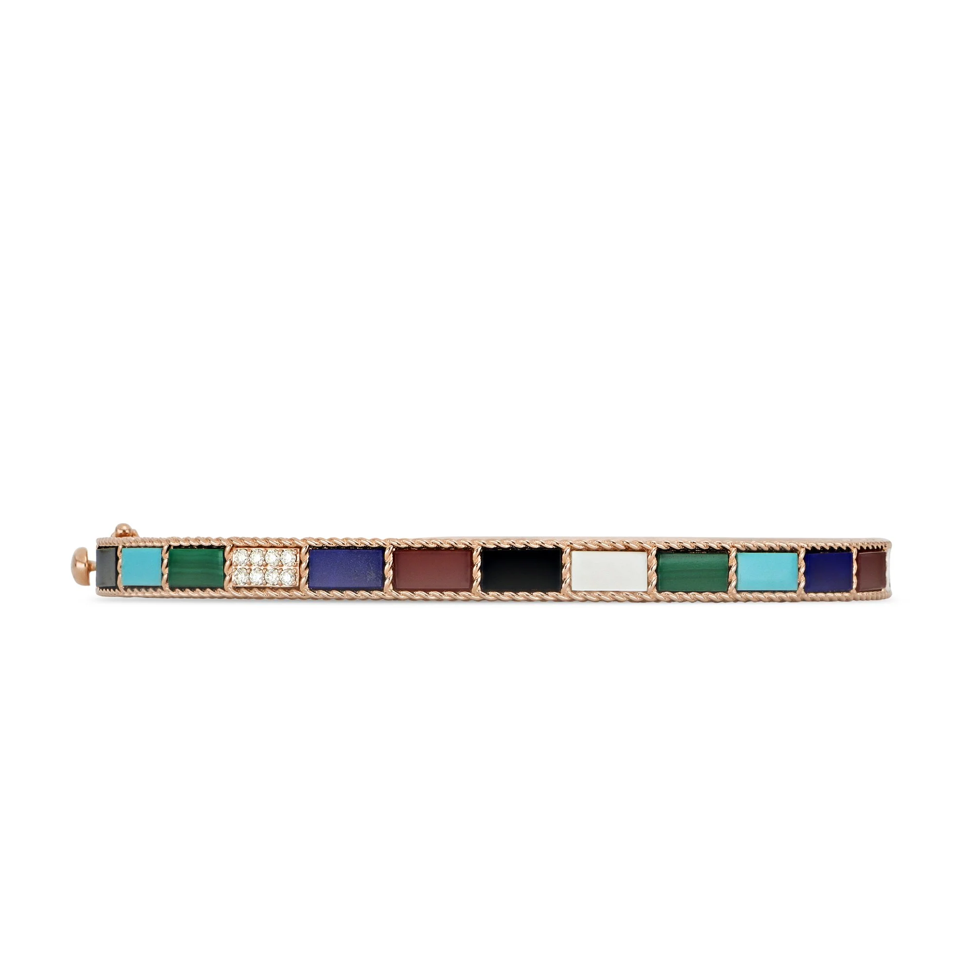ART DECO BANGLE WITH COLORED STONES AND DIAMONDS - Image 2