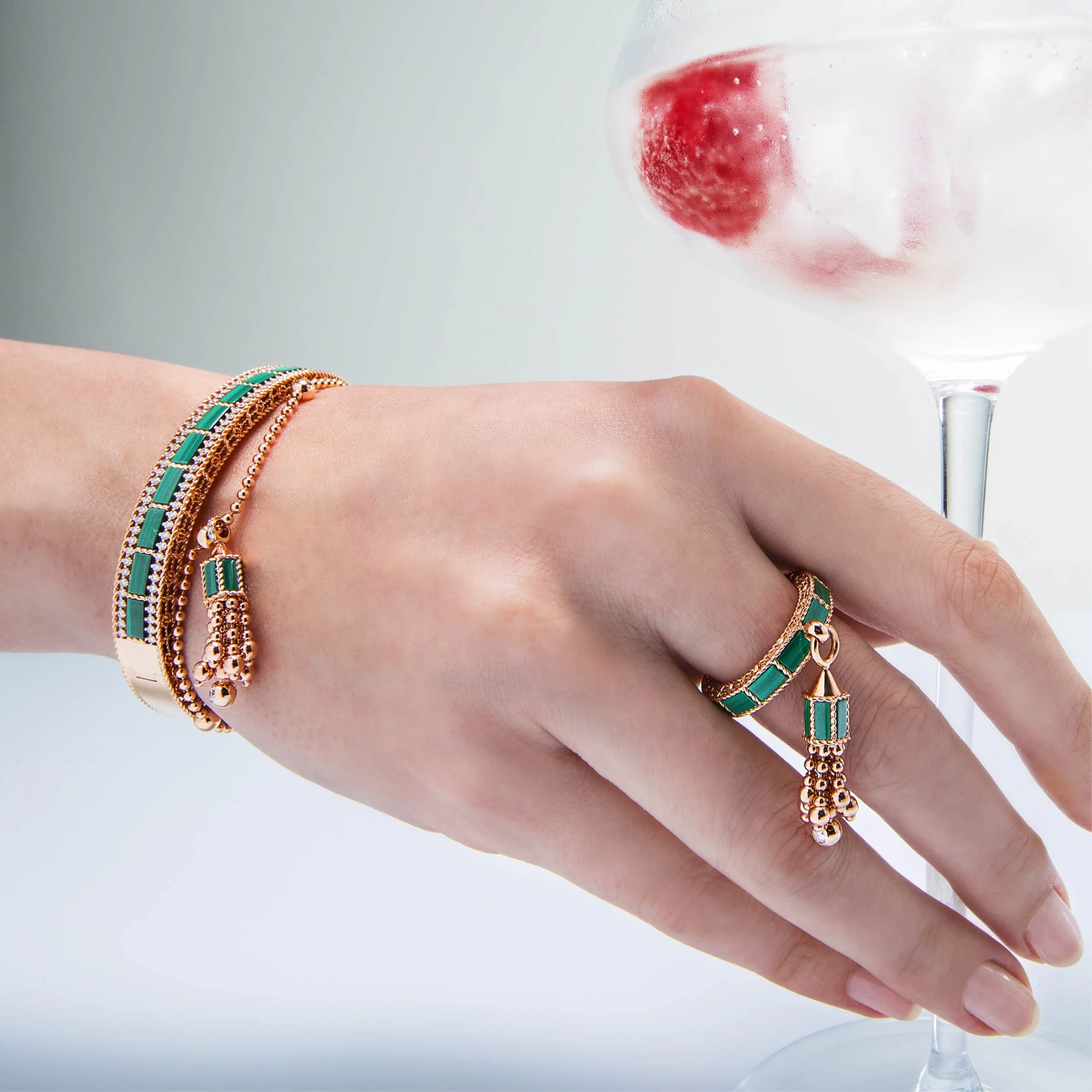 ART DECO BRACELET WITH MALACHITE AND DIAMONDS - Image 3