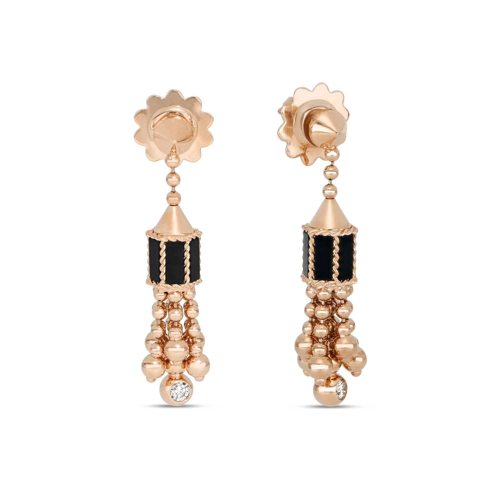 ART DECO EARRINGS WITH BLACK JADE AND DIAMONDS