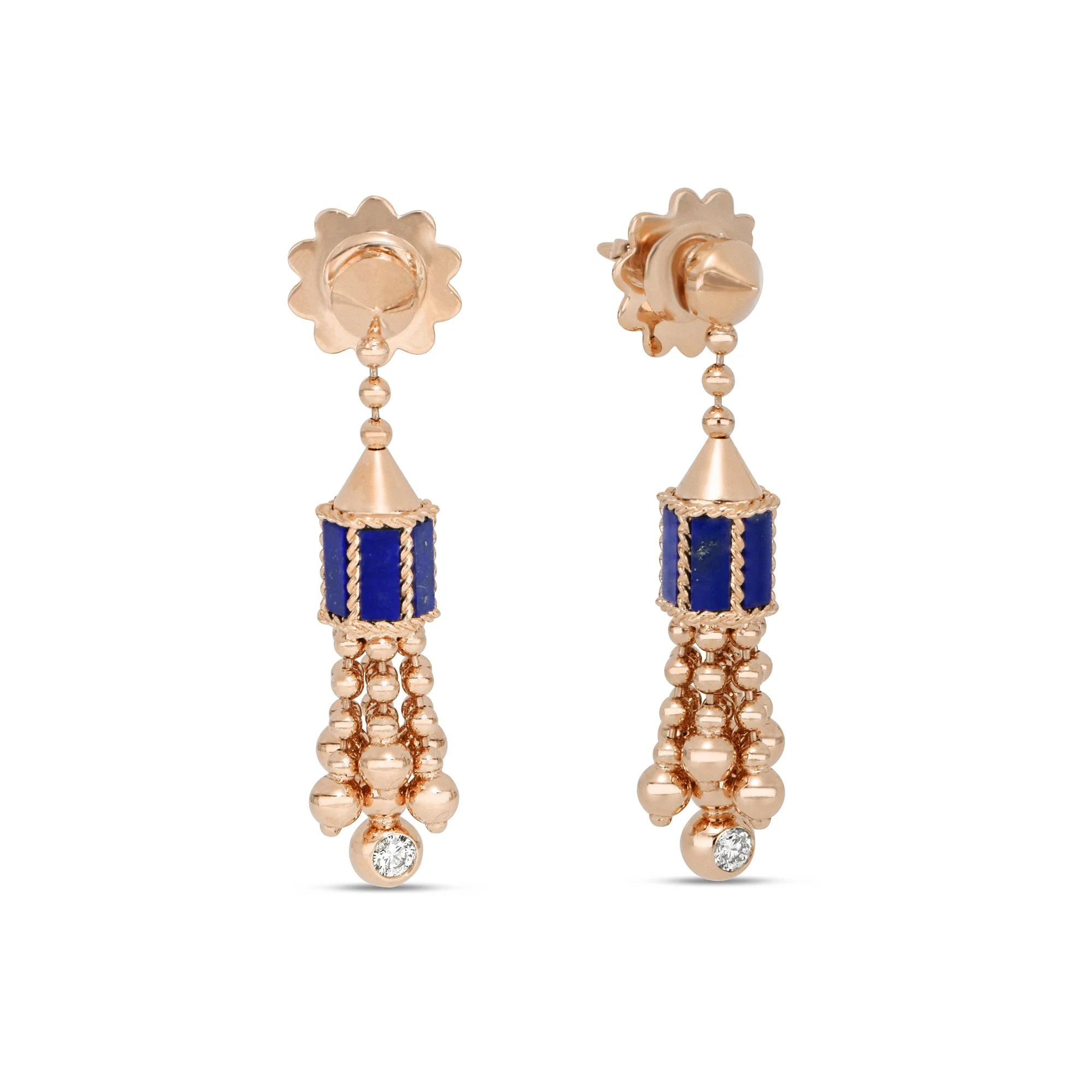 ART DECO EARRINGS WITH LAPIS AND DIAMONDS