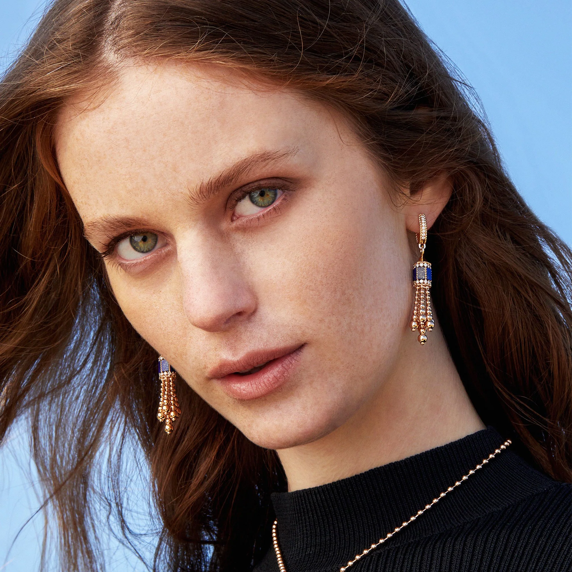 ART DECO EARRINGS WITH LAPIS LAZULI AND DIAMONDS - Image 2