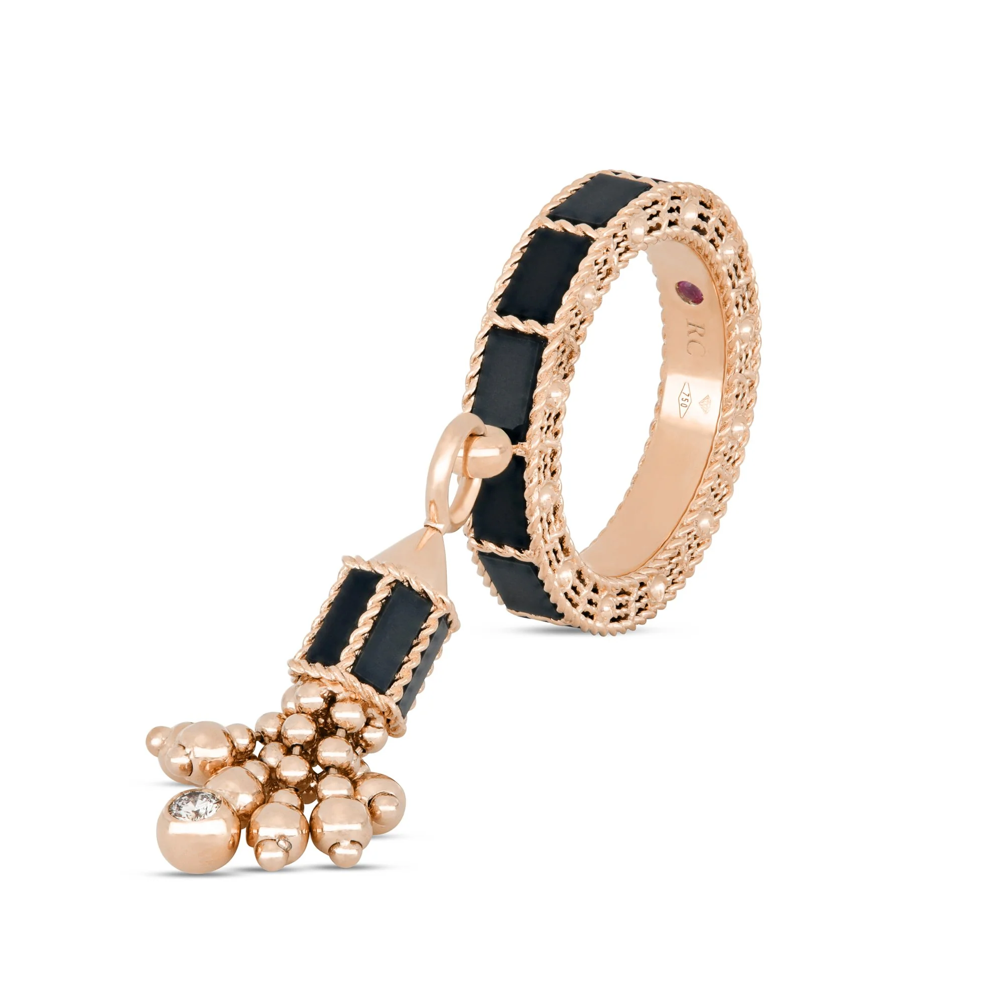 ART DECO RING WITH BLACK JADE AND DIAMONDS