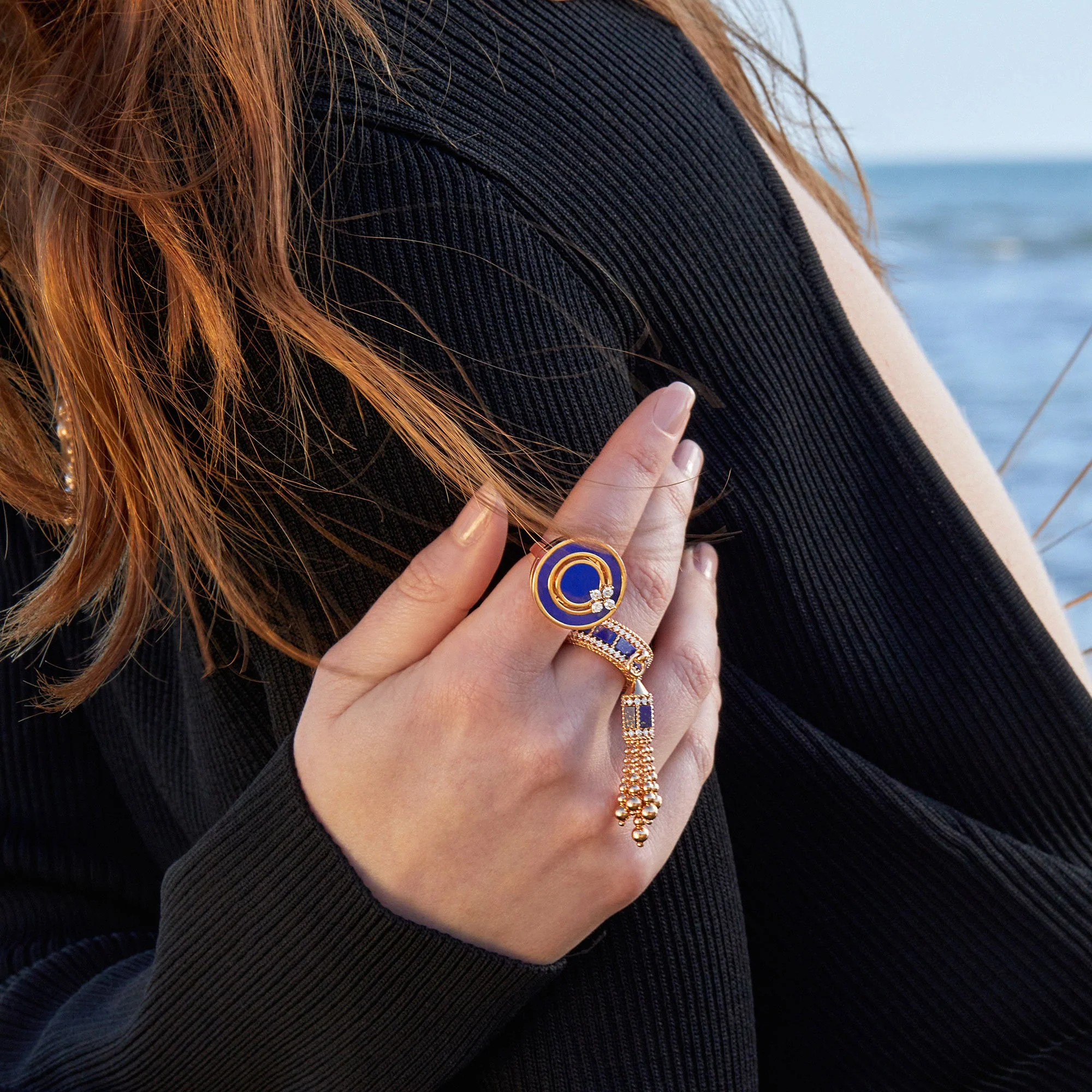ART DECO RING WITH LAPIS LAZULI AND DIAMONDS - Image 3