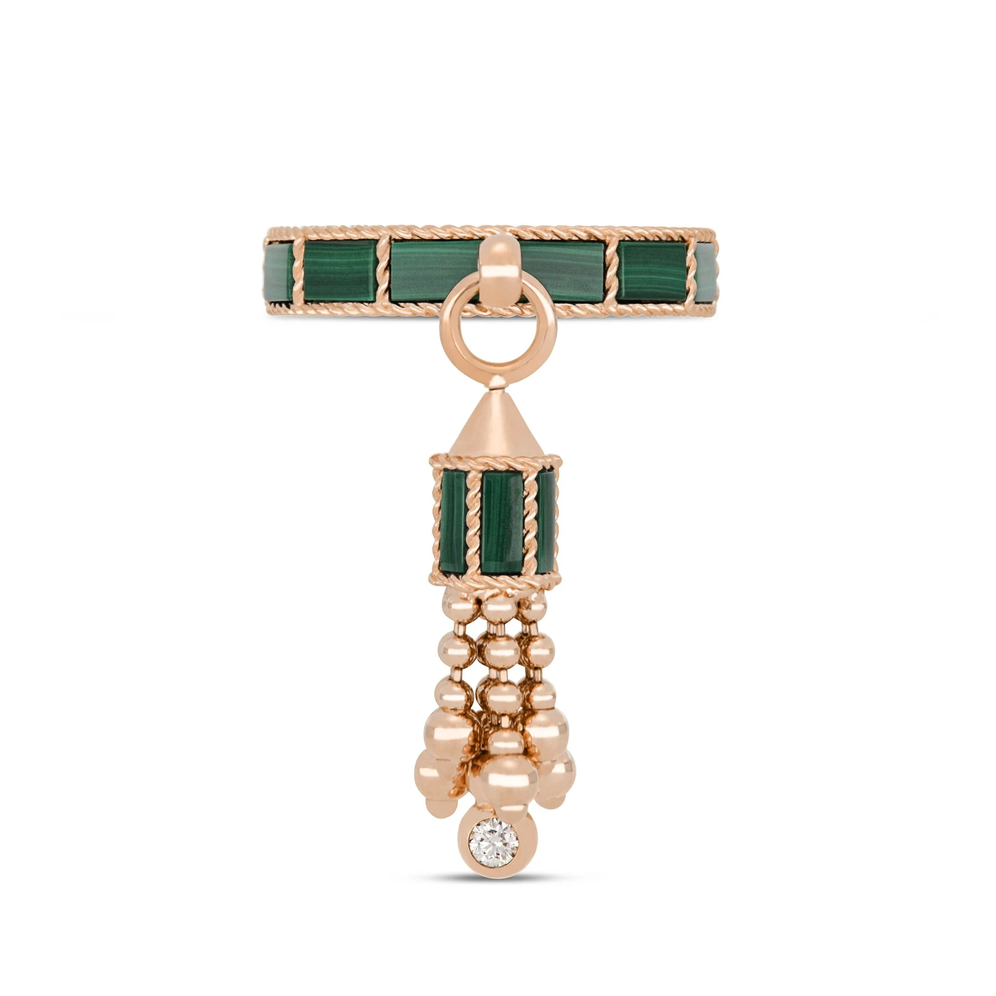 ART DECO RING WITH MALACHITE AND DIAMONDS - Image 2