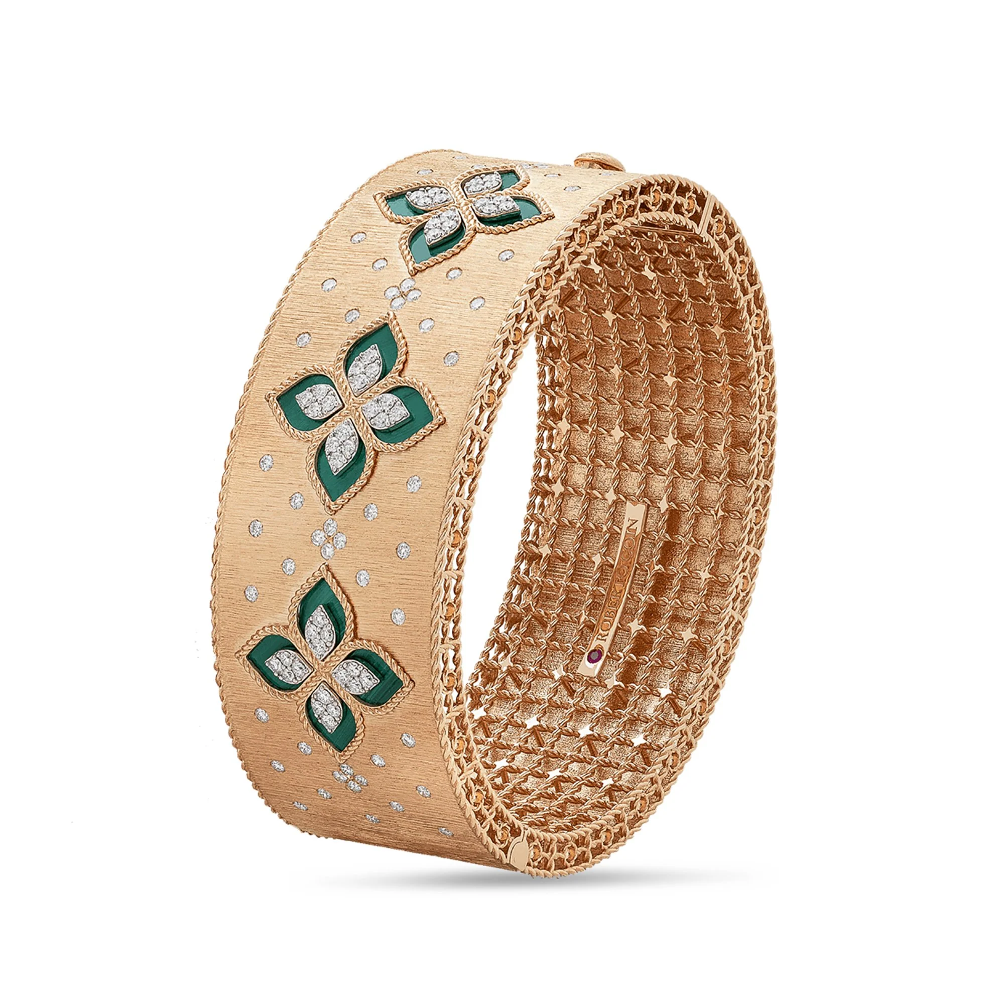 PRINCESS FLOWER BRACELET WITH DIAMONDS AND MALACHITE