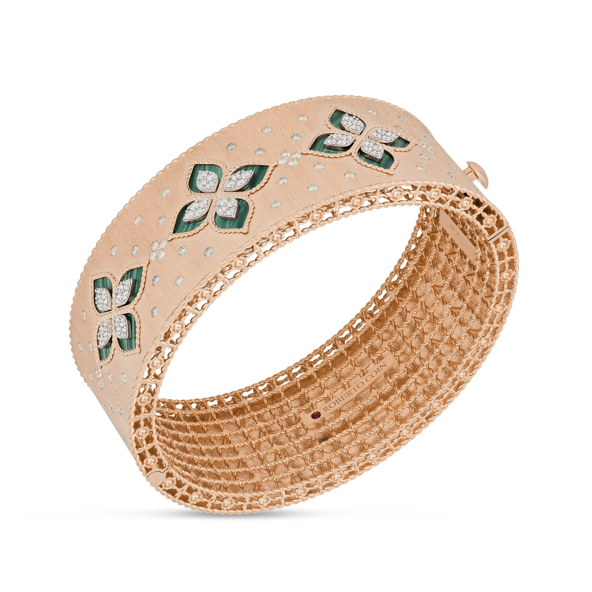 PRINCESS FLOWER BRACELET WITH DIAMONDS AND MALACHITE - Image 2