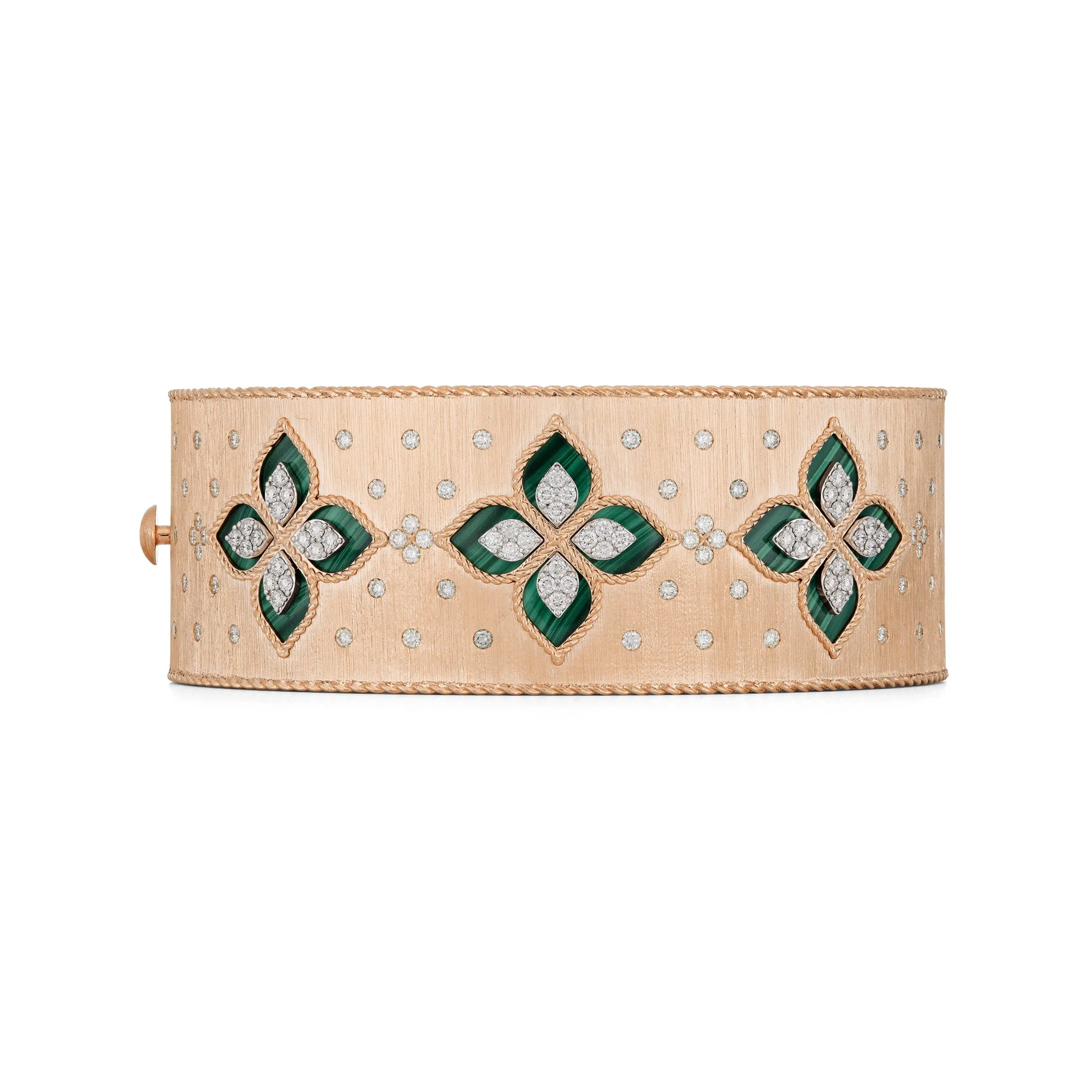 PRINCESS FLOWER BRACELET WITH DIAMONDS AND MALACHITE - Image 3