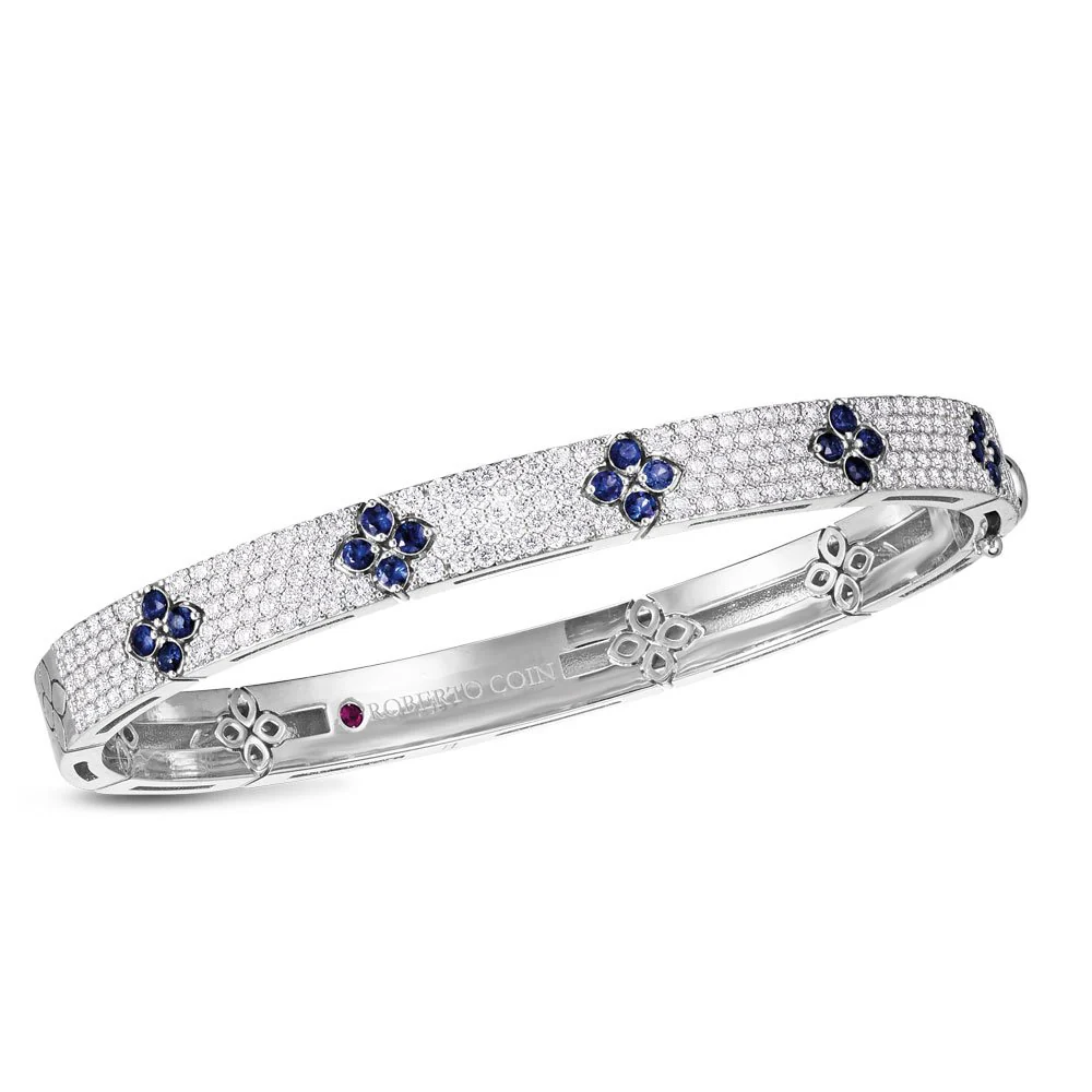 LOVE IN VERONA BANGLE WITH DIAMONDS AND BLUE SAPPHIRES