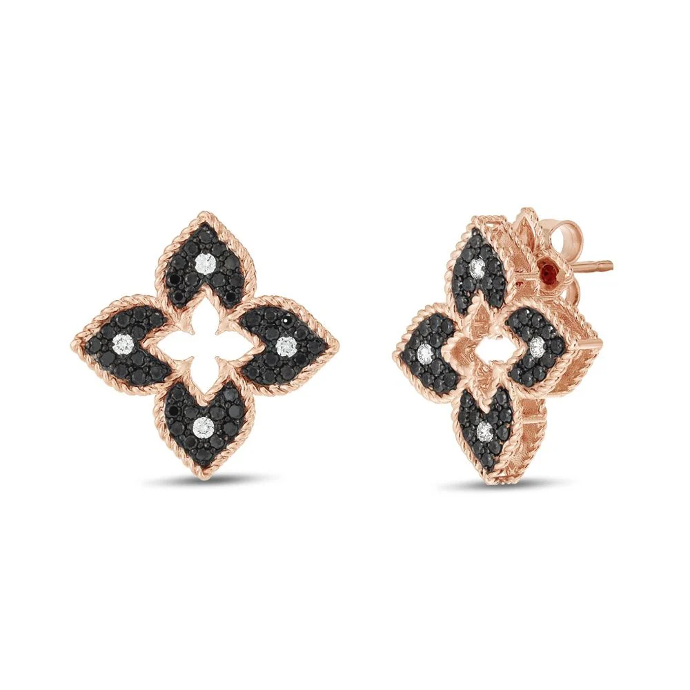 VENETIAN PRINCESS EARRINGS WITH BLACK AND WHITE DIAMONDS