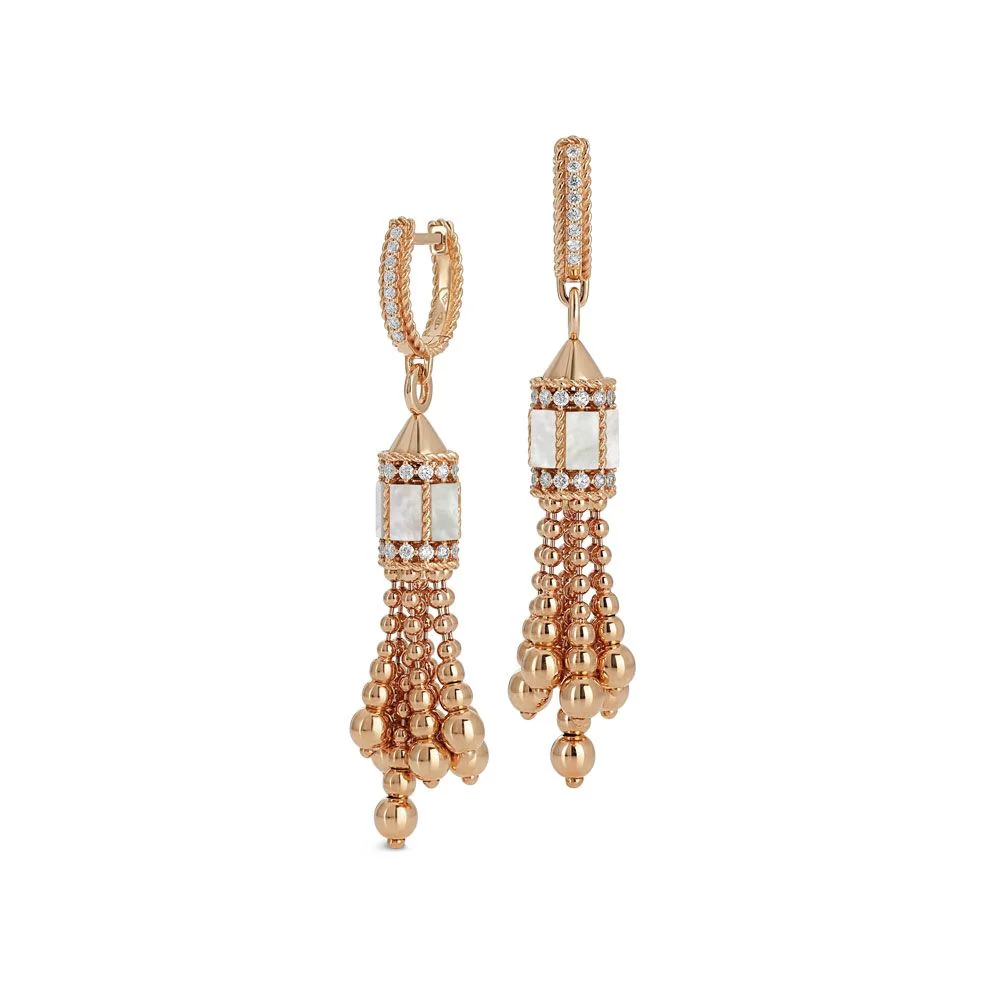 ART DECO EARRINGS WITH MOTHER OF PEARL AND DIAMONDS