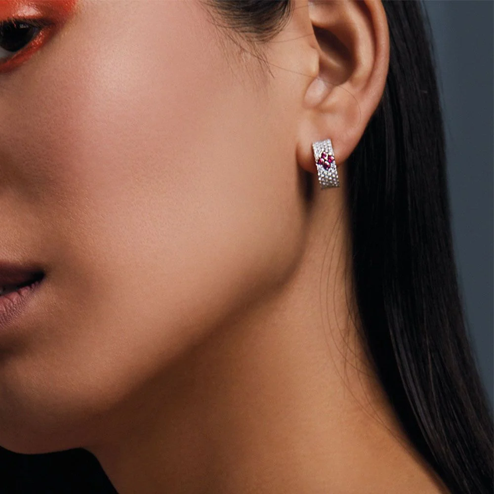 LOVE IN VERONA EARRINGS WITH DIAMONDS AND RUBIES - Image 2