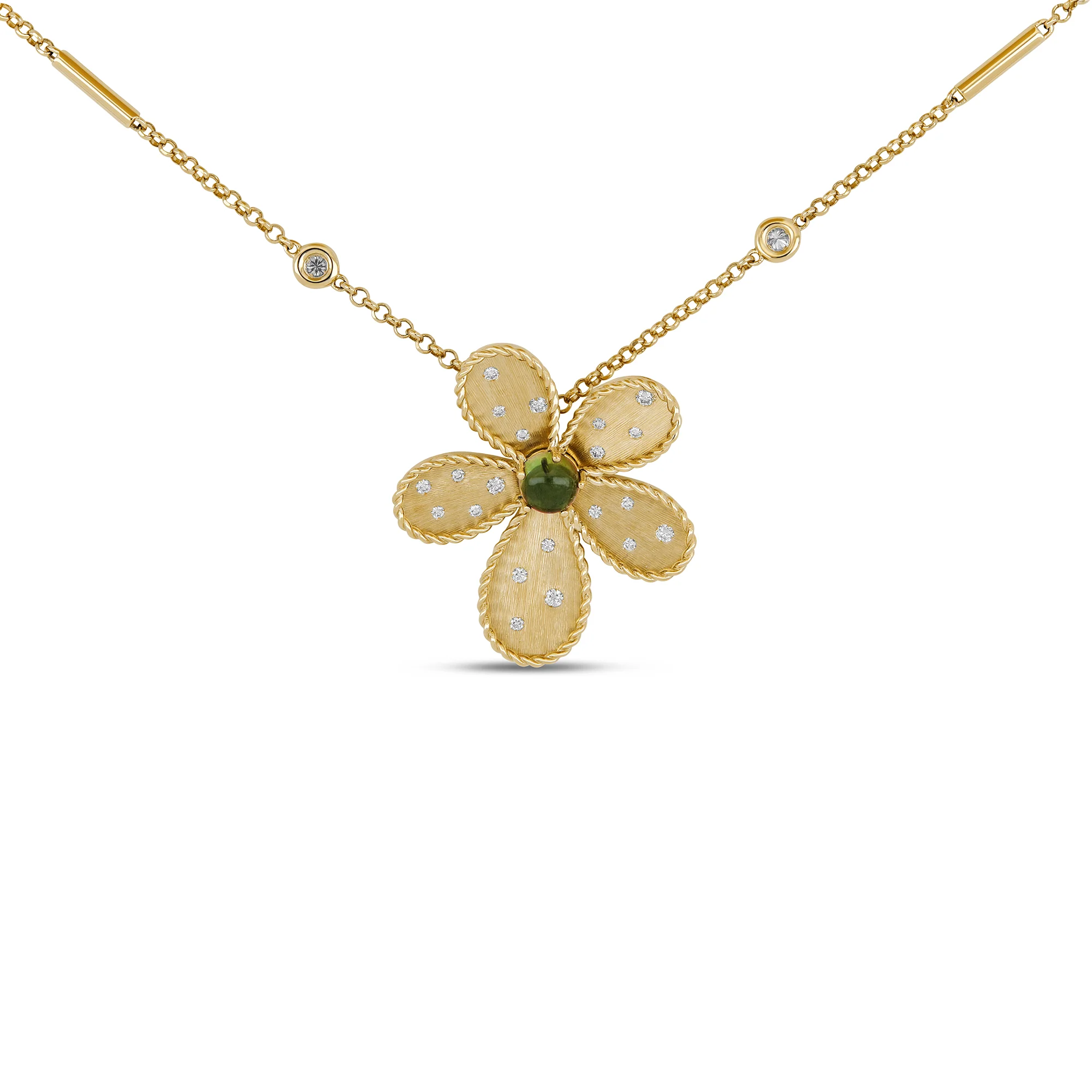 JASMINE NECKLACE WITH DIAMONDS AND GREEN TOURMALINE