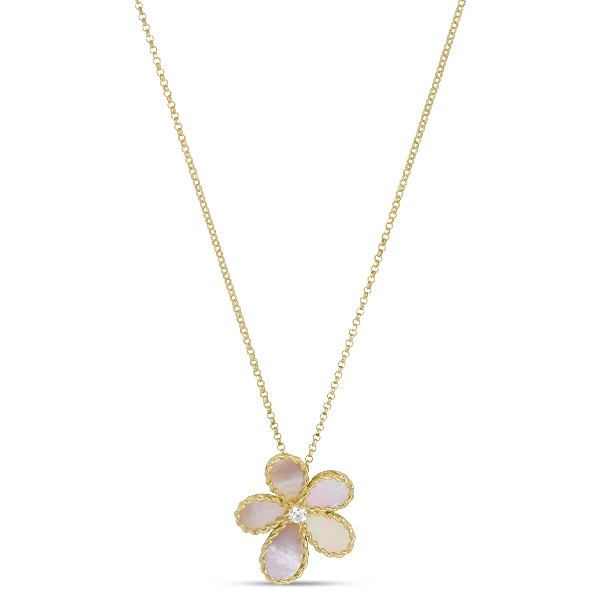 JASMINE NECKLACE WITH DIAMONDS AND MOTHER OF PEARL