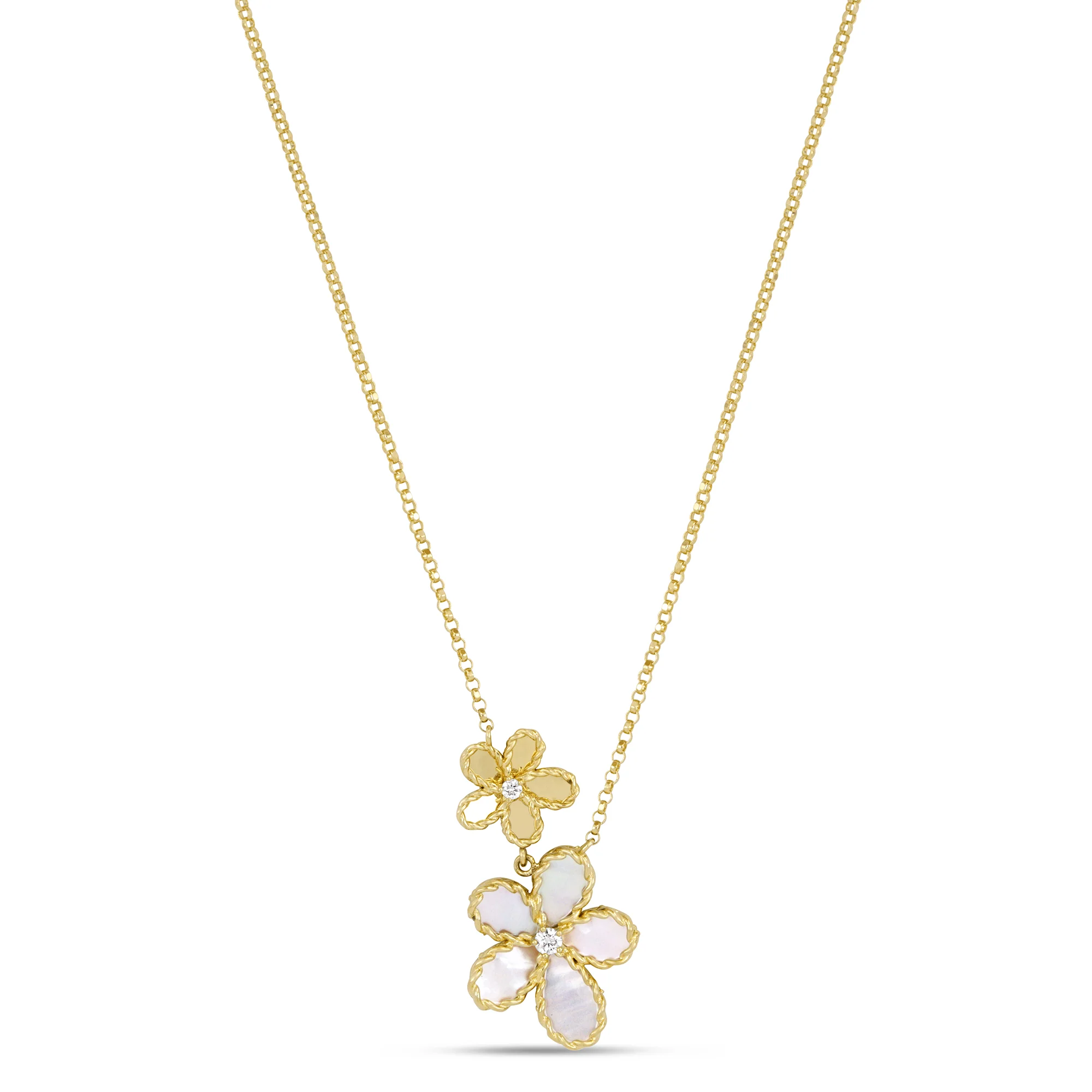 JASMINE NECKLACE WITH DIAMONDS AND MOTHER OF PEARL