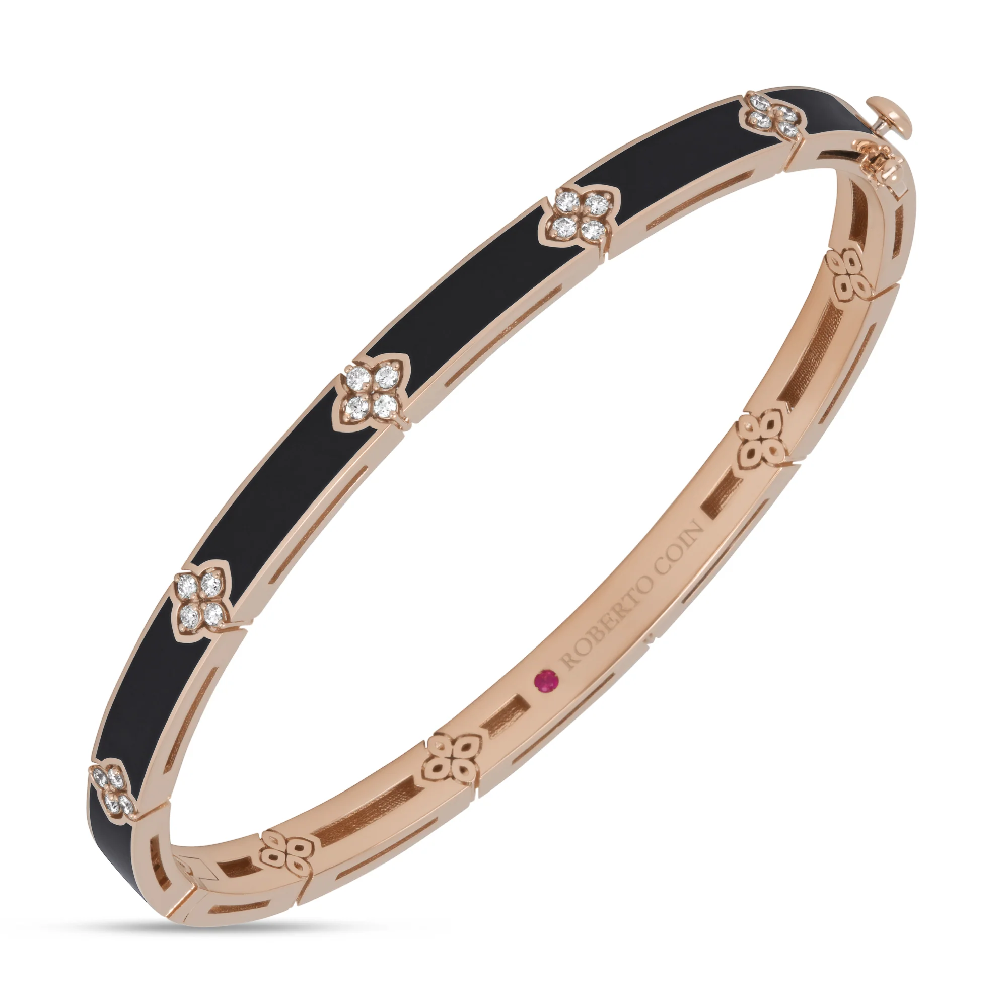 LOVE IN VERONA BANGLE WITH BLACK CERAMIC ENAMEL AND DIAMONDS