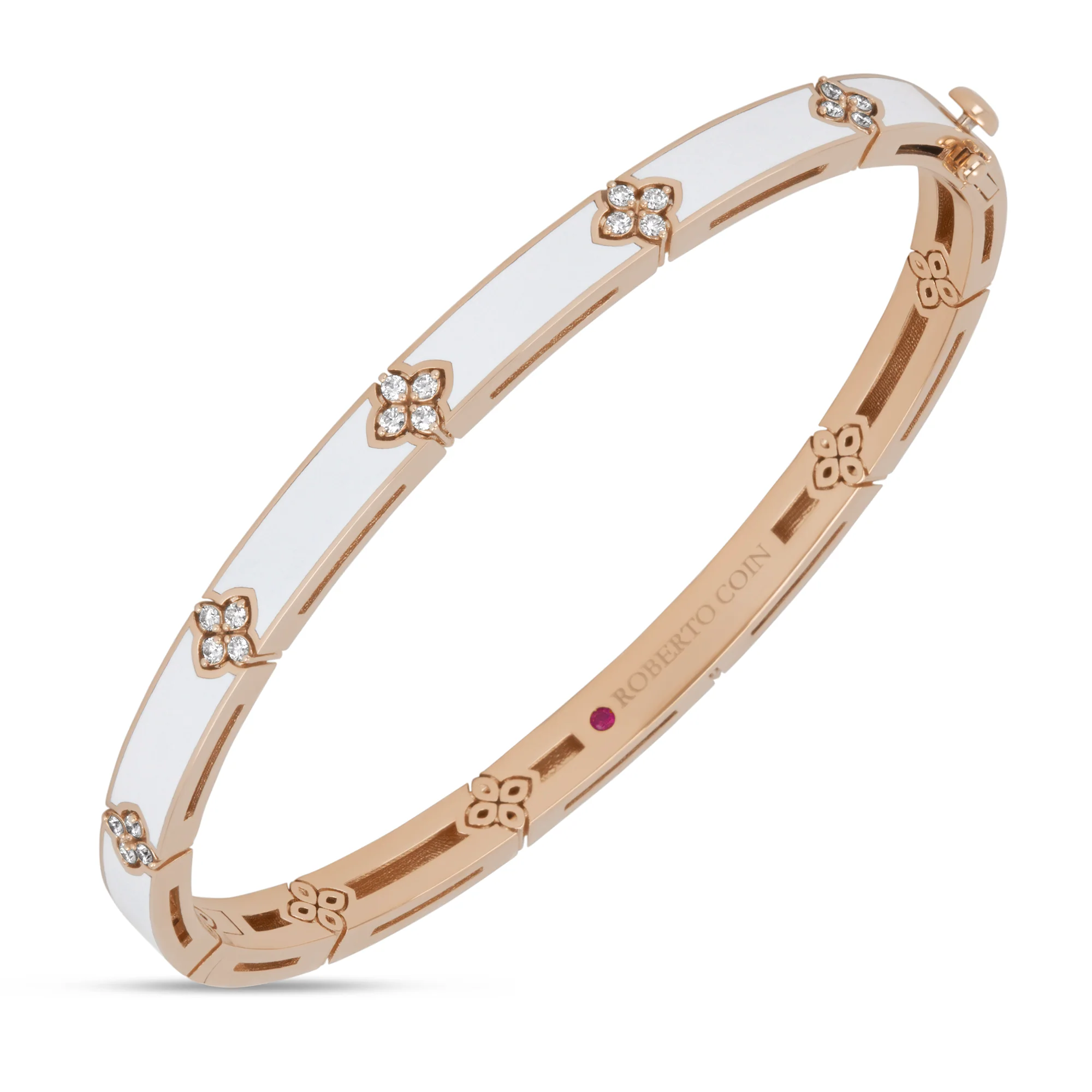 LOVE IN VERONA BANGLE WITH WHITE CERAMIC ENAMEL AND DIAMONDS