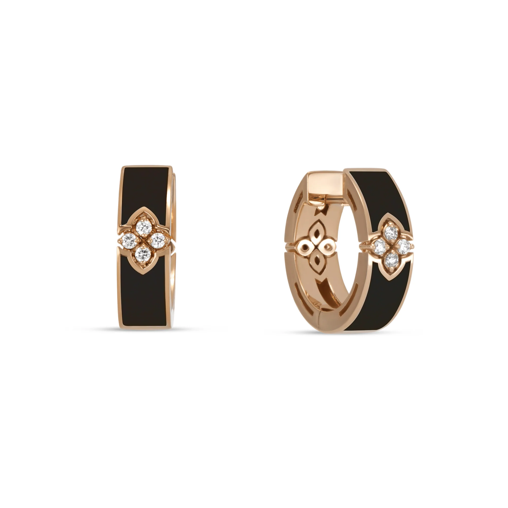 LOVE IN VERONA EARRINGS WITH BLACK CERAMIC ENAMEL AND DIAMONDS