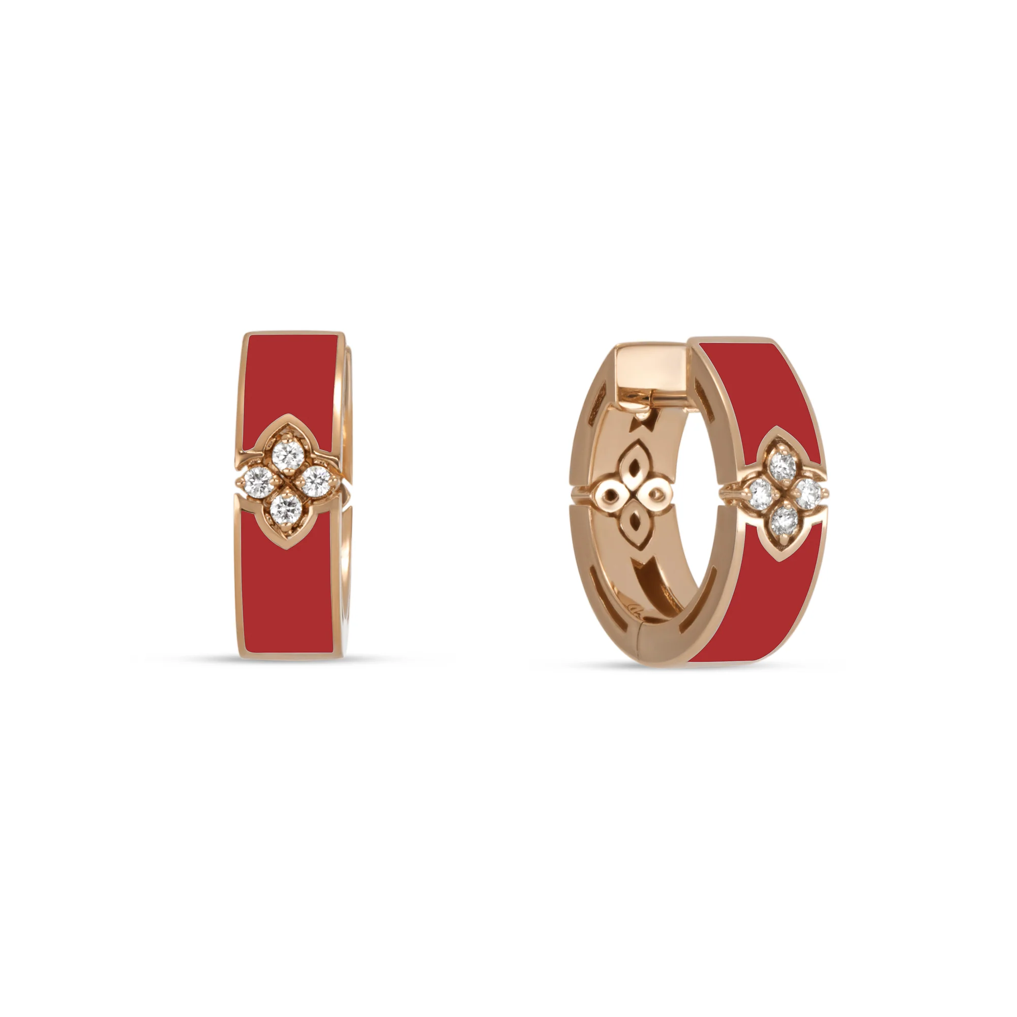 LOVE IN VERONA EARRINGS WITH CORAL CERAMIC ENAMEL AND DIAMONDS