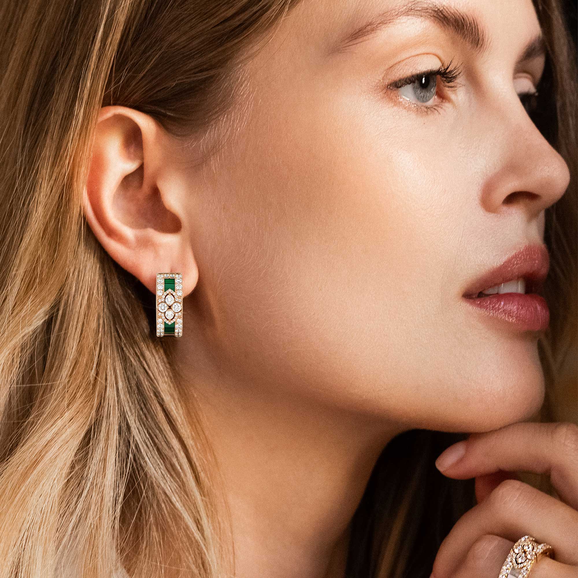 LOVE IN VERONA EARRINGS WITH MALACHITE AND DIAMONDS - Image 2