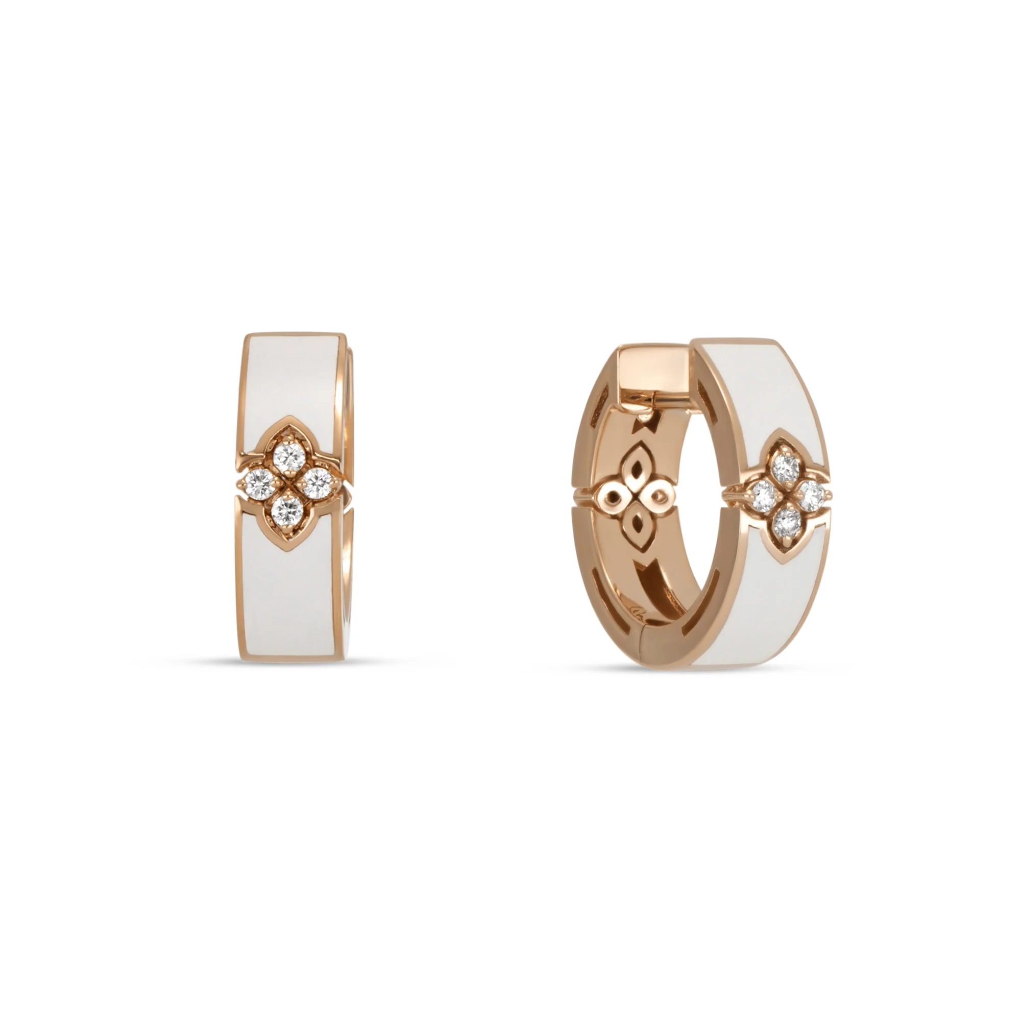 LOVE IN VERONA EARRINGS WITH WHITE CERAMIC ENAMEL AND DIAMONDS