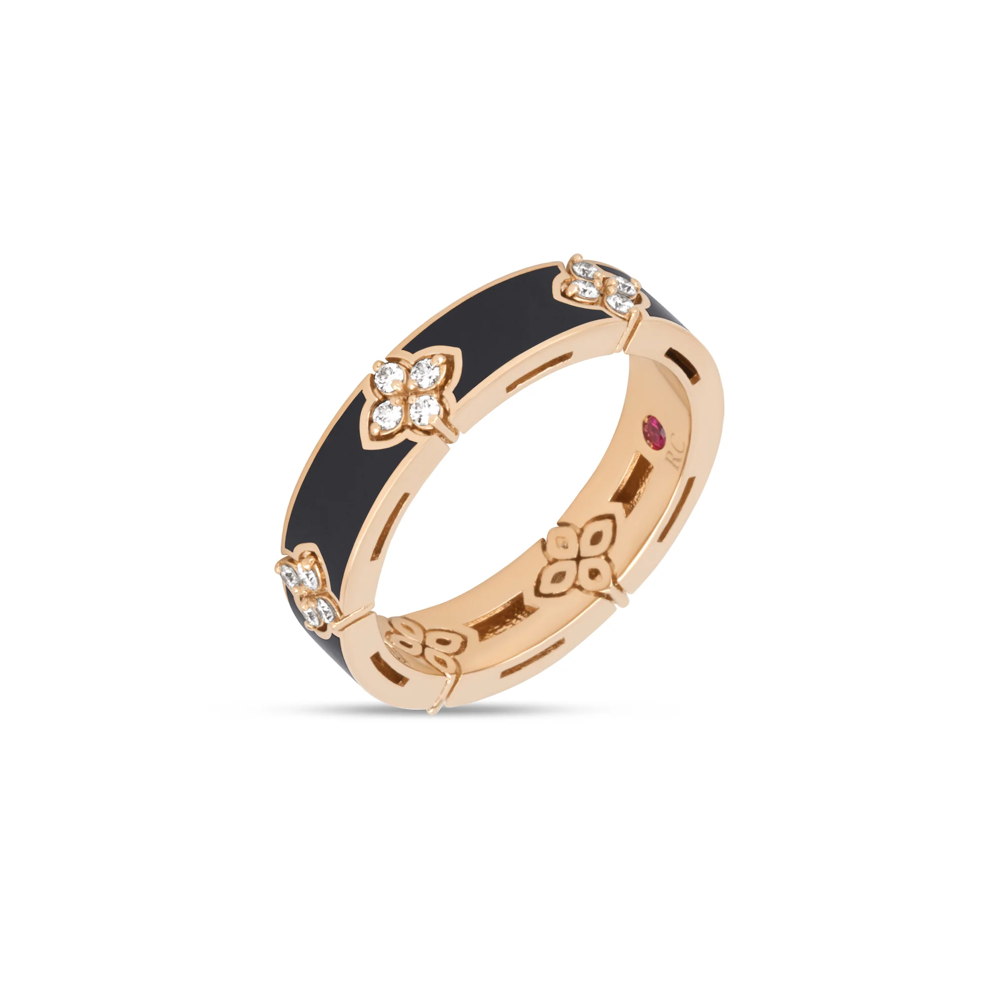 LOVE IN VERONA RING WITH BLACK CERAMIC ENAMEL AND DIAMONDS