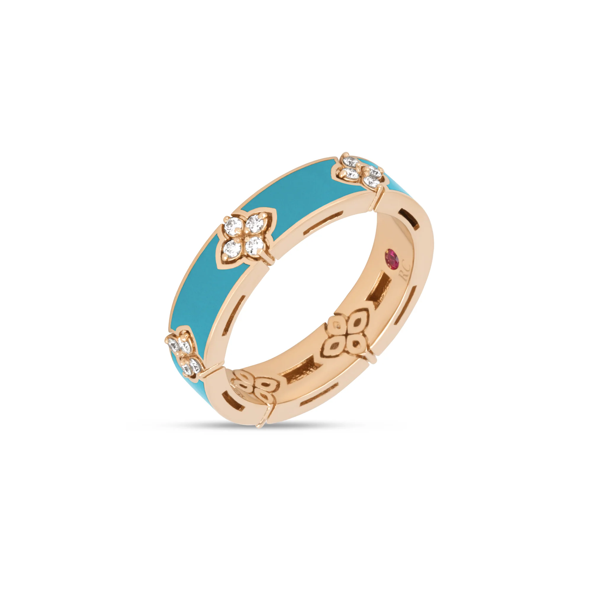 LOVE IN VERONA RING WITH TURQUOISE CERAMIC ENAMEL AND DIAMONDS