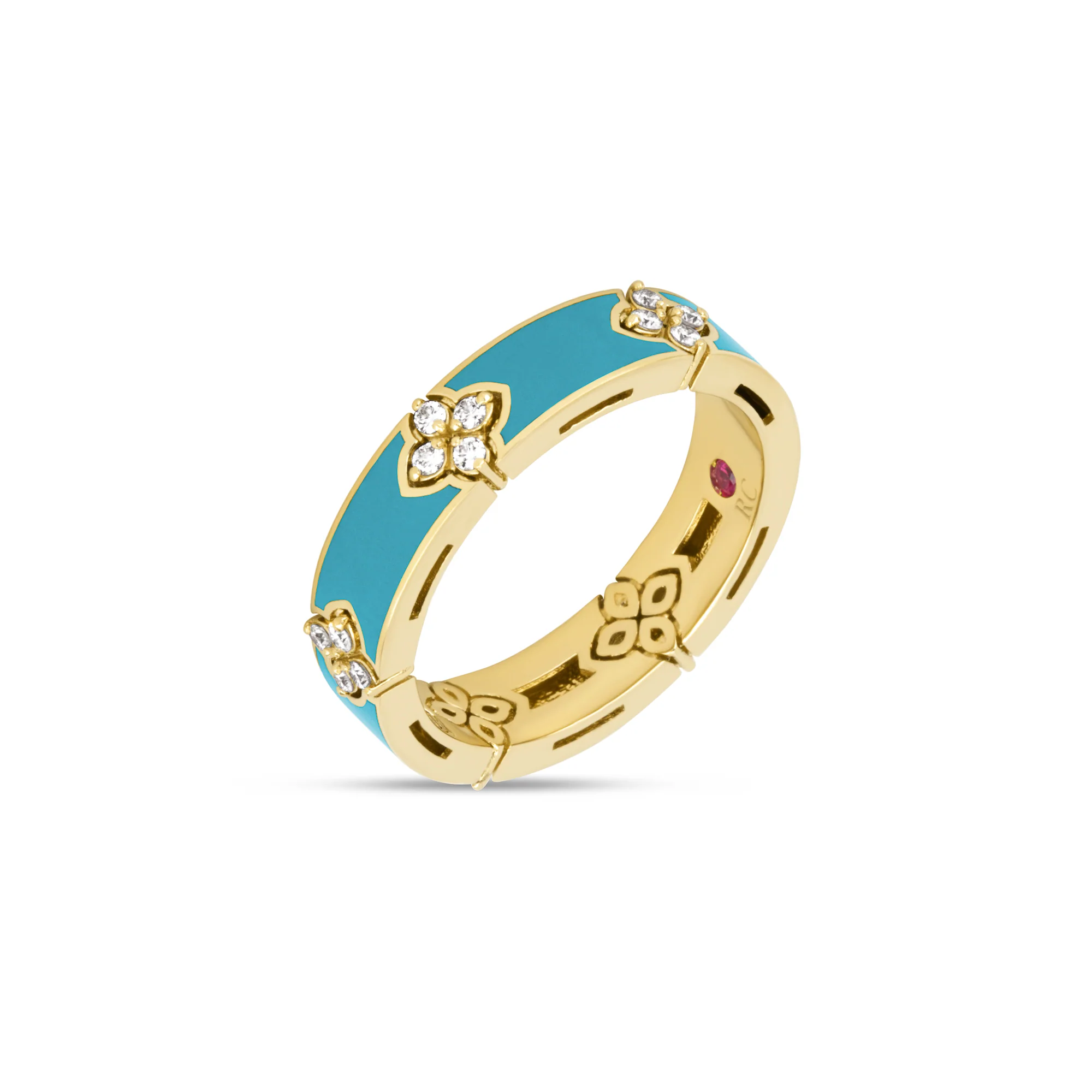 LOVE IN VERONA RING WITH TURQUOISE CERAMIC ENAMEL AND DIAMONDS - Image 2