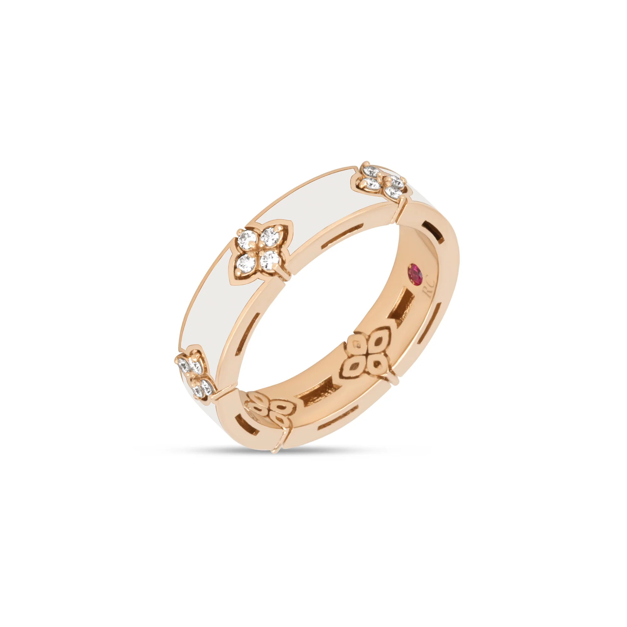LOVE IN VERONA RING WITH WHITE CERAMIC ENAMEL AND DIAMONDS