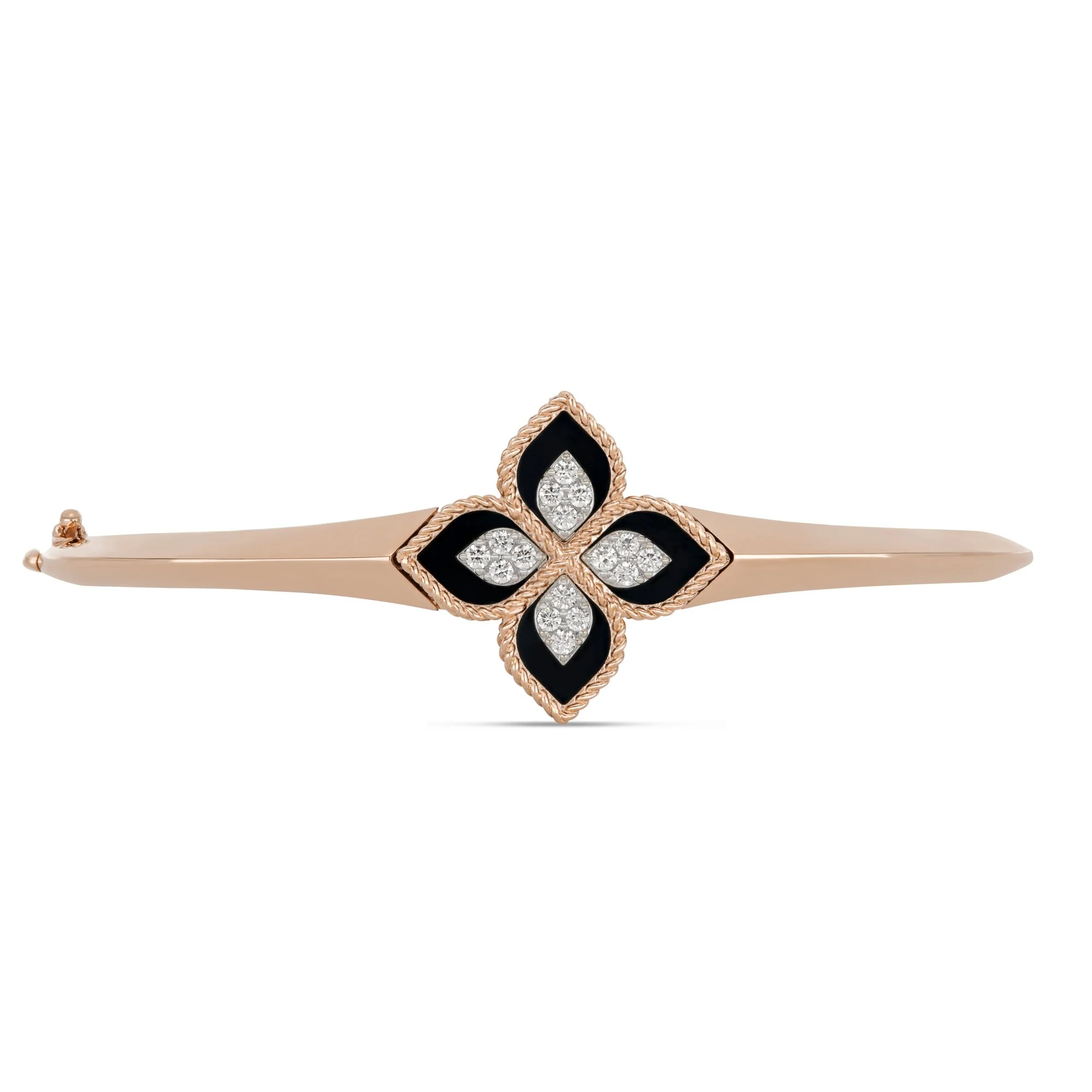 PRINCESS FLOWER BANGLE WITH DIAMONDS AND BLACK JADE - Image 2