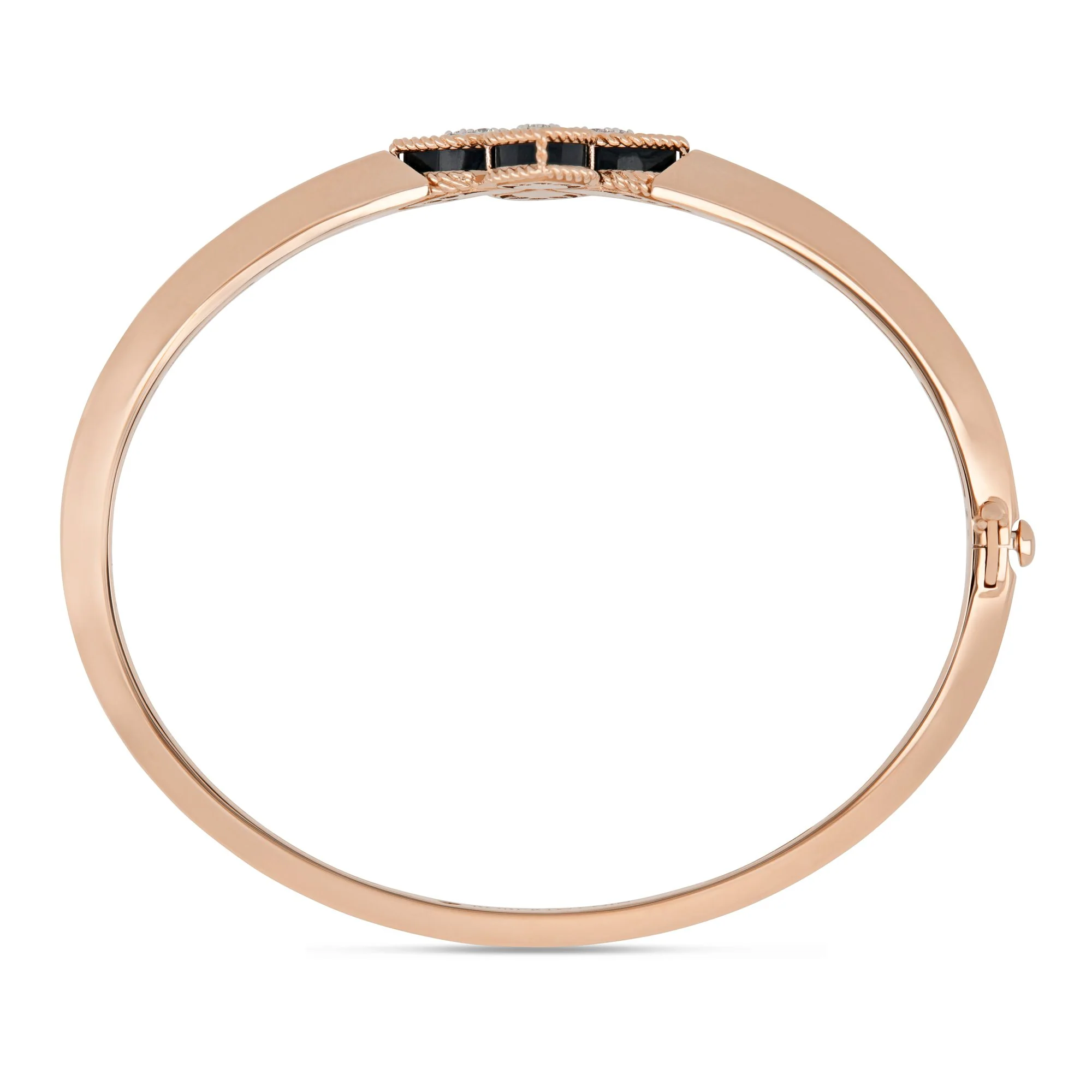PRINCESS FLOWER BANGLE WITH DIAMONDS AND BLACK JADE - Image 3