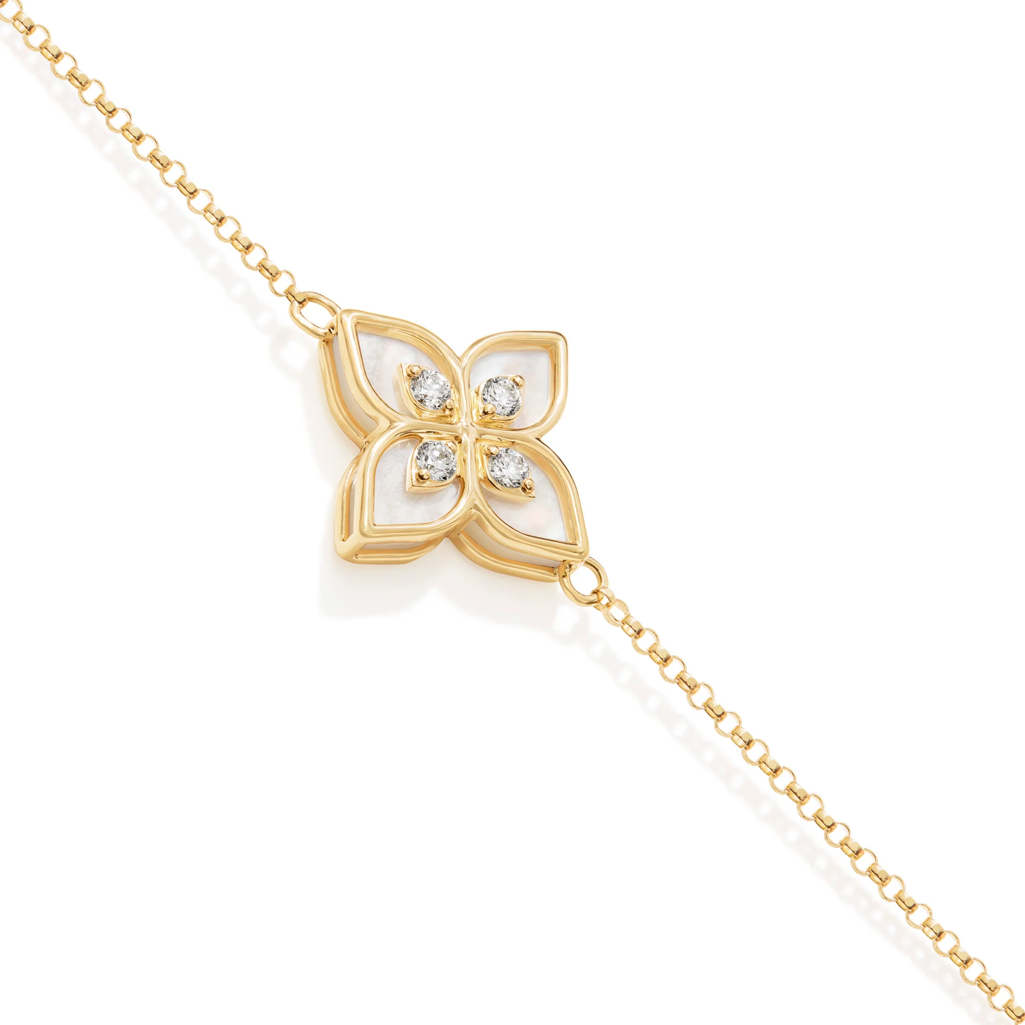 PRINCESS FLOWER BRACELET FOR CAROUSEL WITH DIAMONDS AND MOTHER OF PEARL - Image 3