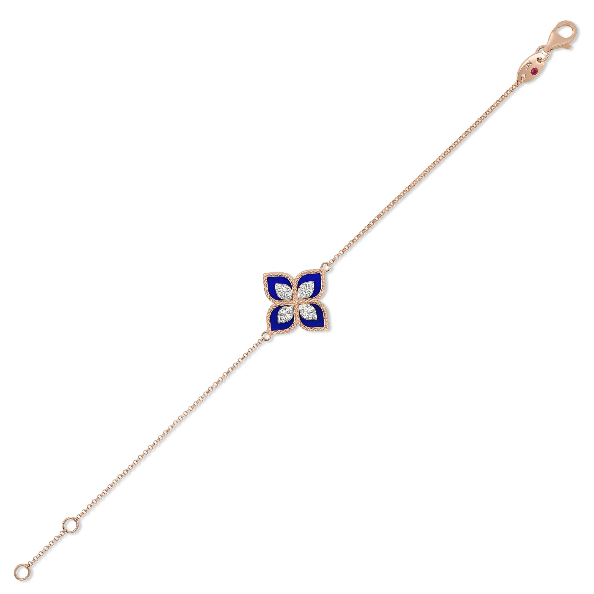 PRINCESS FLOWER BRACELET WITH DIAMONDS AND LAPIS - Image 2