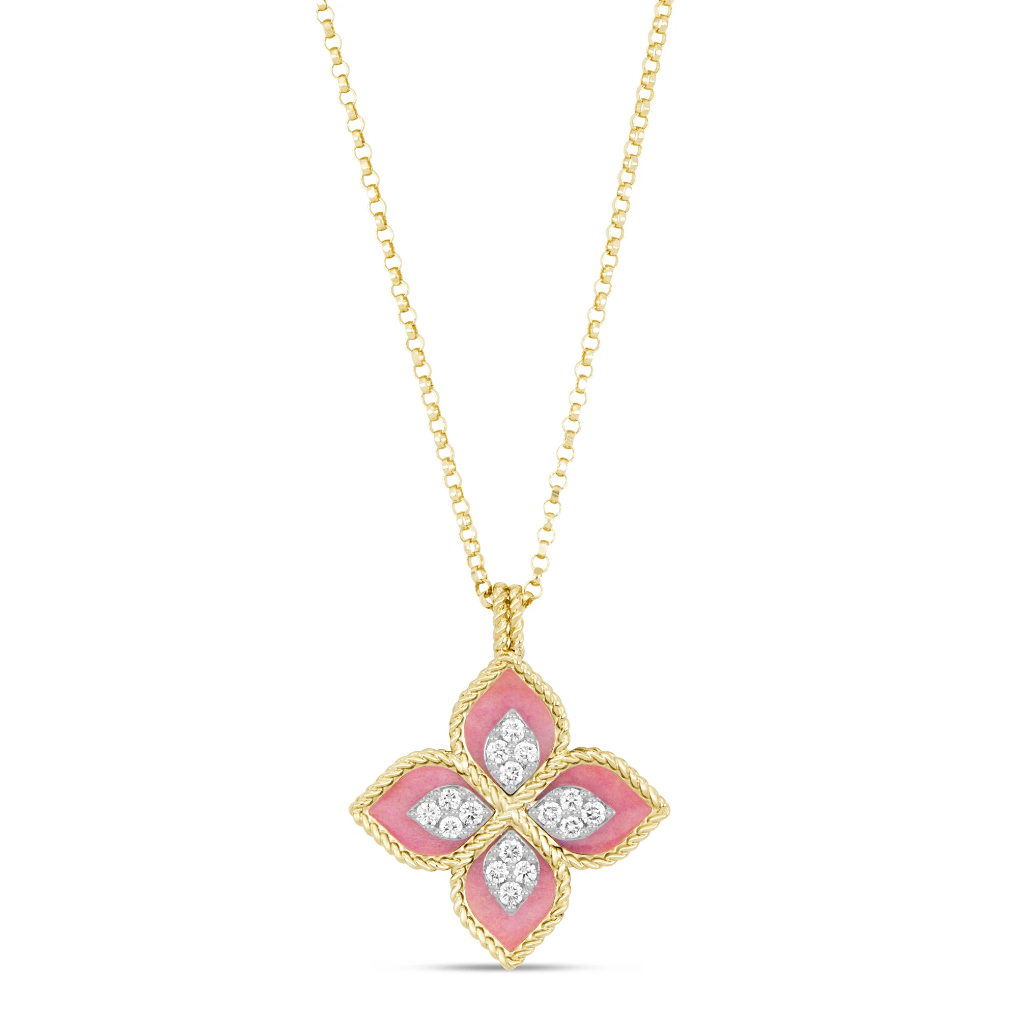 PRINCESS FLOWER COLLAR WITH DIAMOND AND RHODONITE