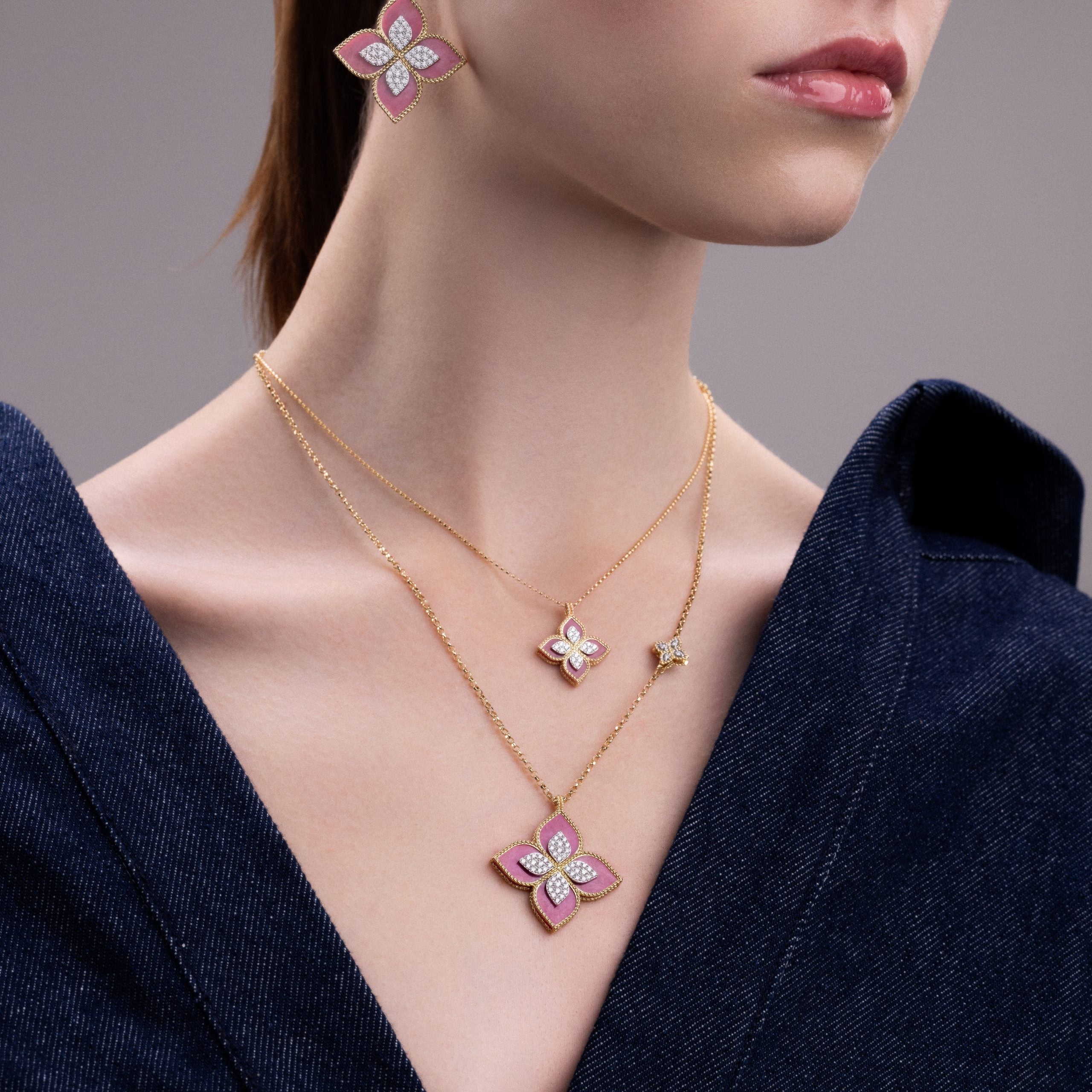 PRINCESS FLOWER COLLAR WITH DIAMOND AND RHODONITE - Image 3