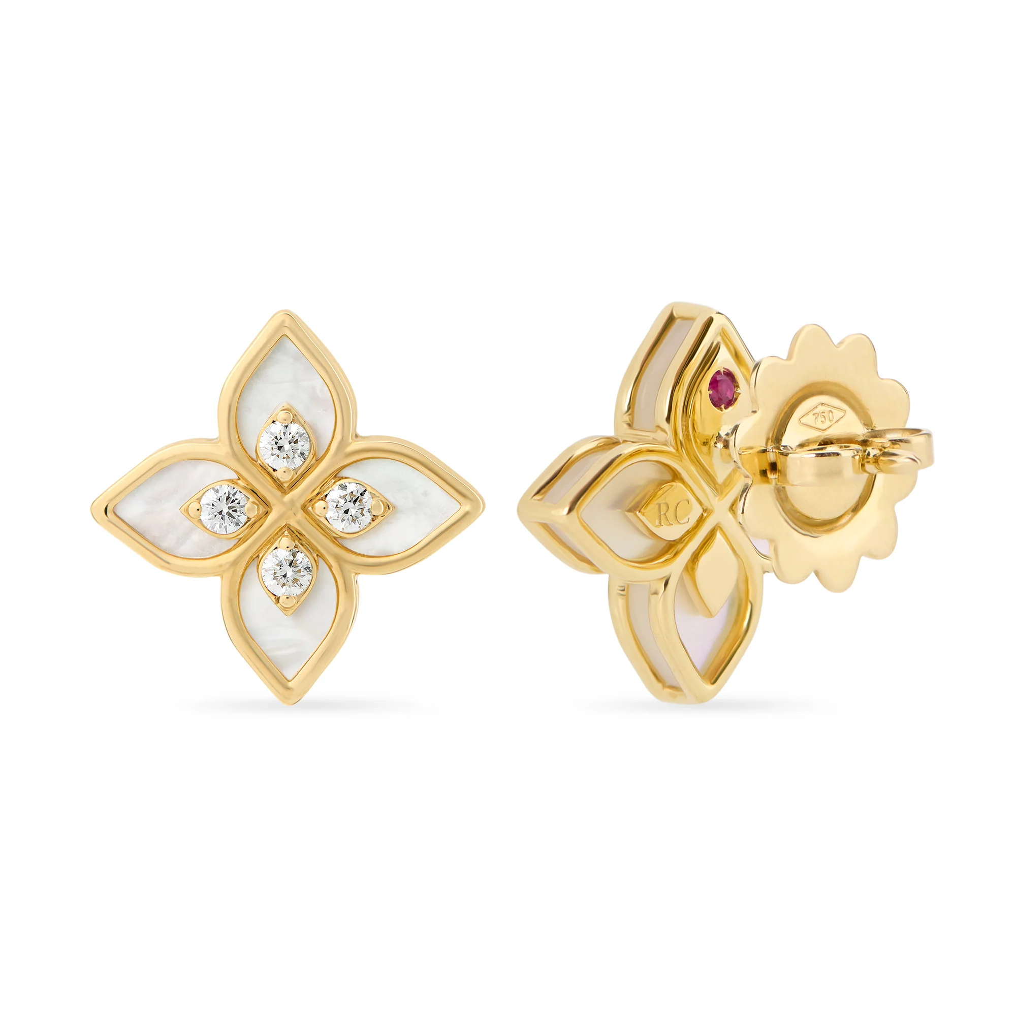 PRINCESS FLOWER EARRINGS FOR CAROUSEL WITH DIAMONDS AND MOTHER OF PEARL - Image 2