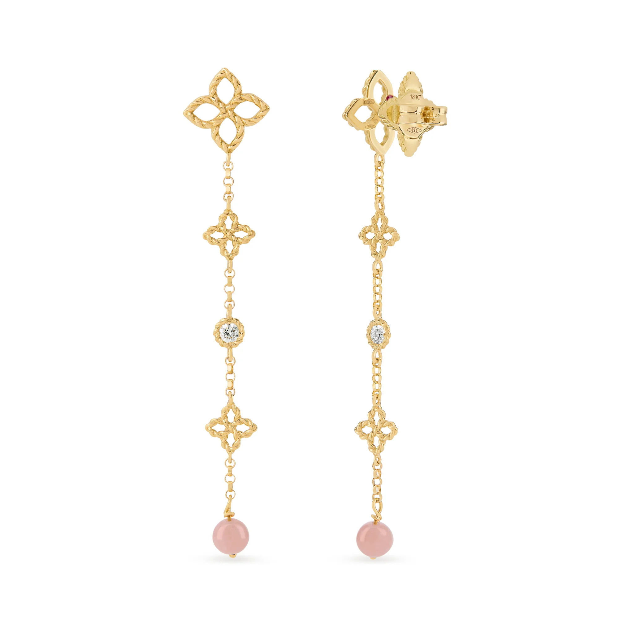 PRINCESS FLOWER EARRINGS FOR CAROUSEL WITH DIAMONDS AND OPAL - Image 2