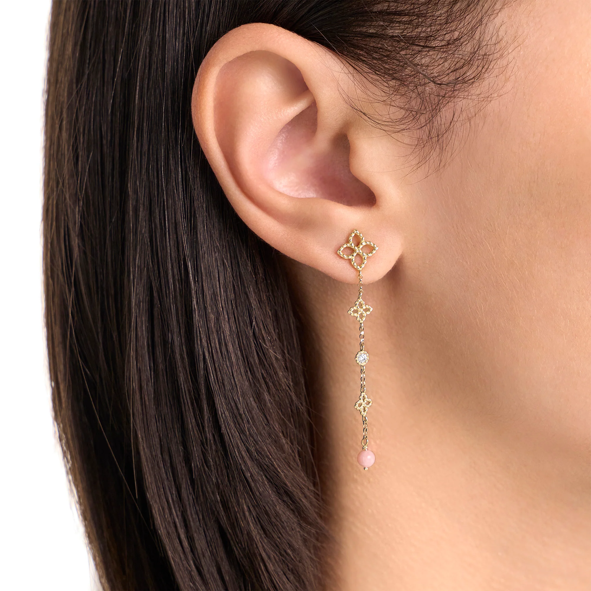 PRINCESS FLOWER EARRINGS FOR CAROUSEL WITH DIAMONDS AND OPAL - Image 3