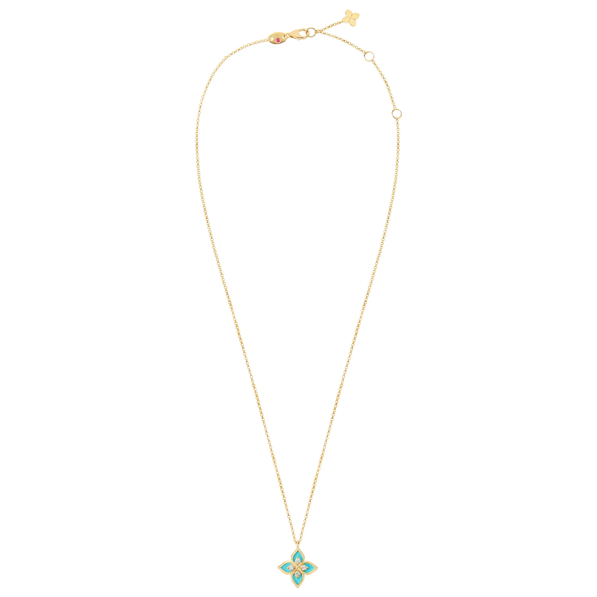 PRINCESS FLOWER NECKLACE FOR CAROUSEL WITH DIAMONDS AND BLUE ENAMEL - Image 2