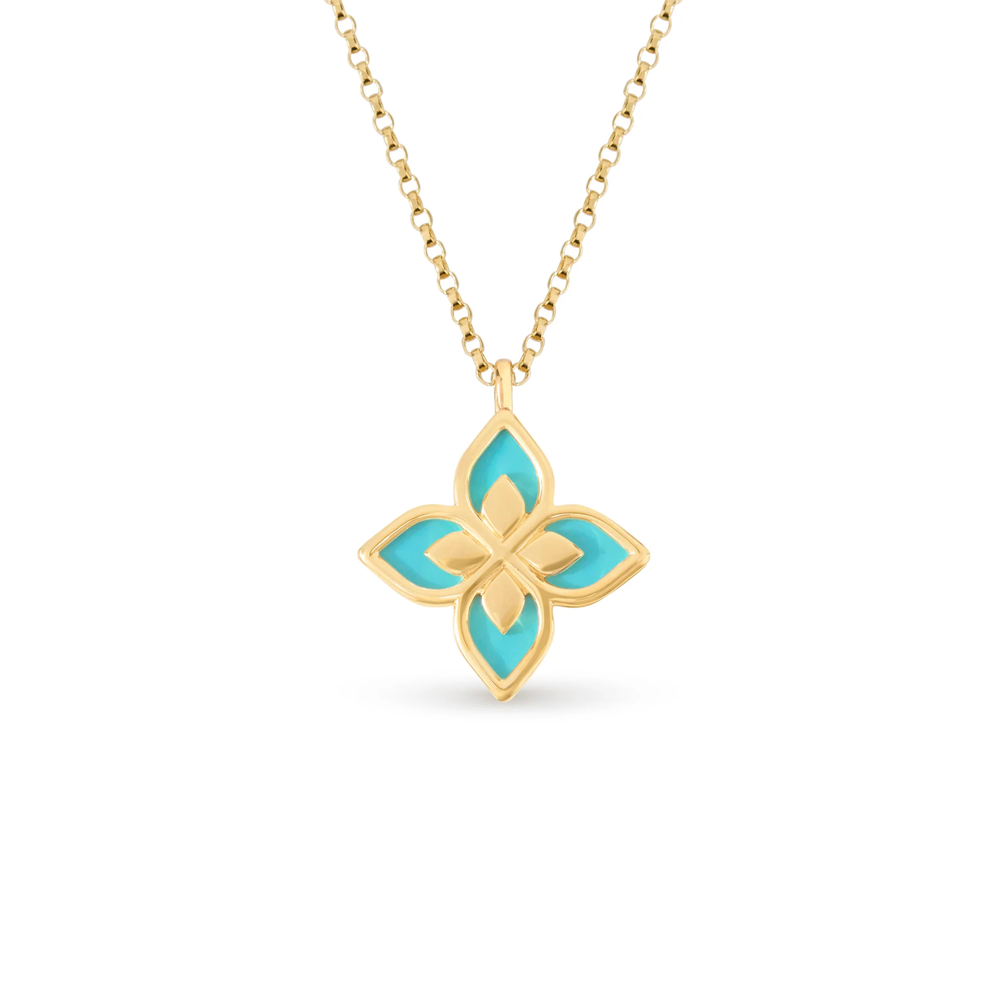 PRINCESS FLOWER NECKLACE FOR CAROUSEL WITH DIAMONDS AND BLUE ENAMEL - Image 3