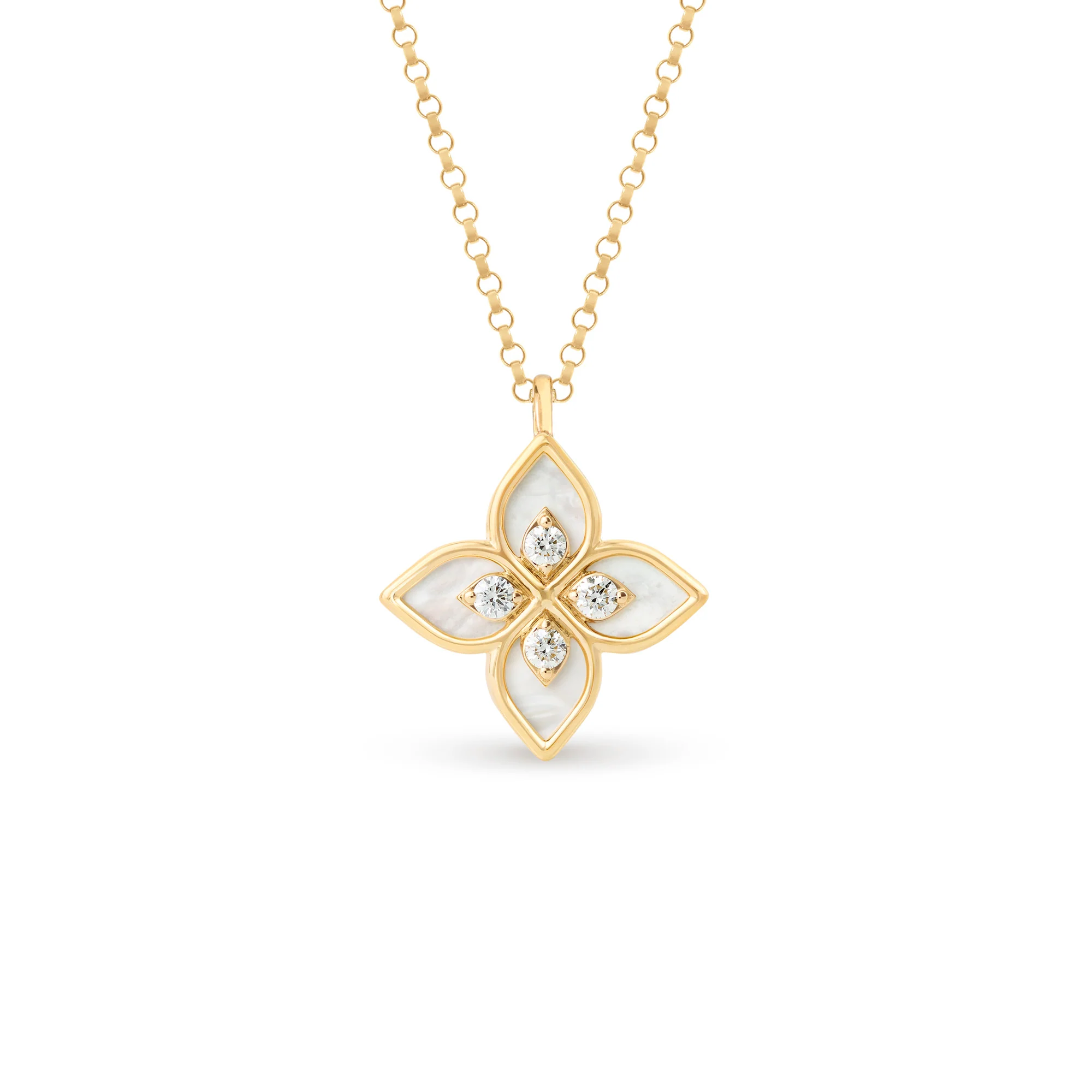 PRINCESS FLOWER NECKLACE FOR CAROUSEL WITH DIAMONDS AND MOTHER OF PEARL