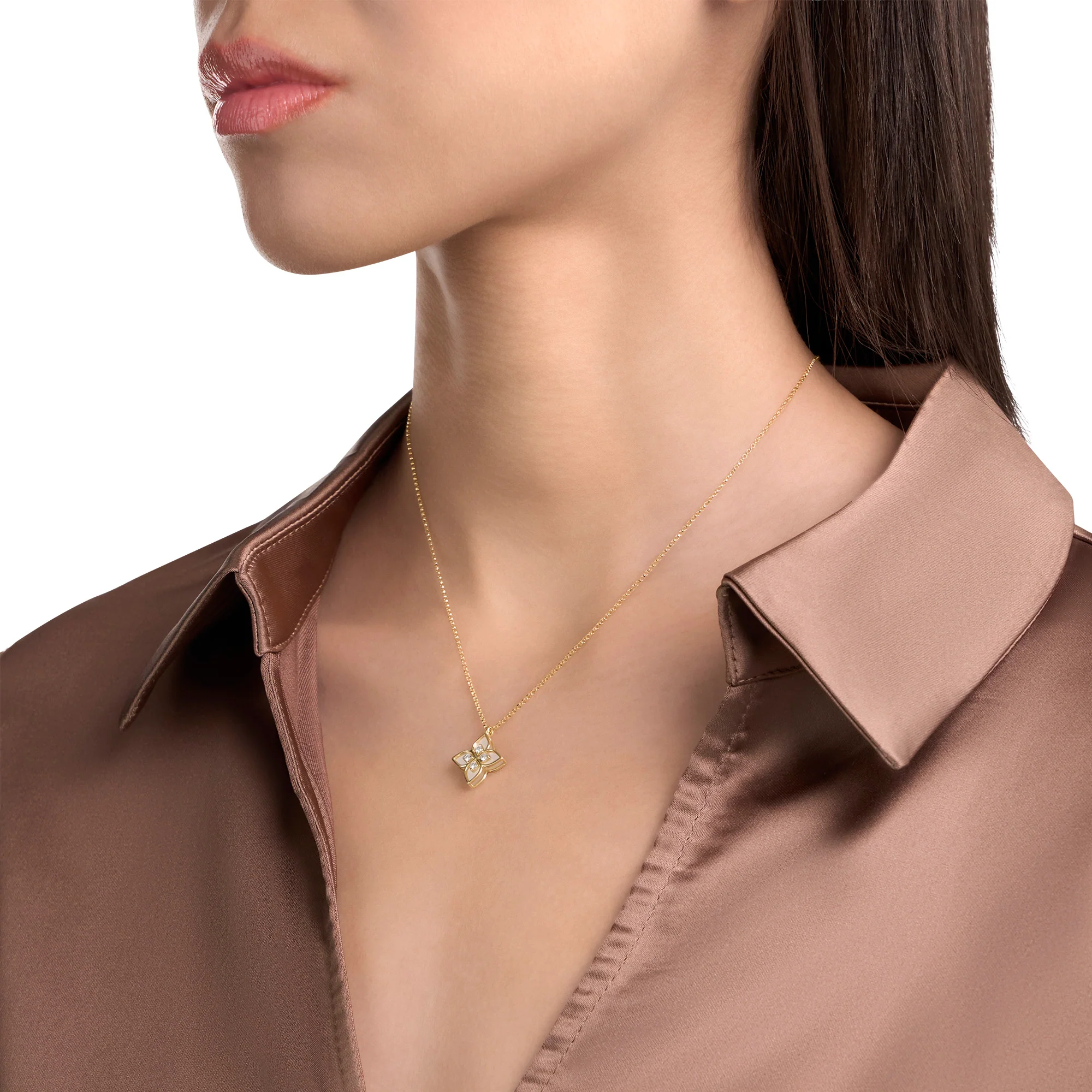 PRINCESS FLOWER NECKLACE FOR CAROUSEL WITH DIAMONDS AND MOTHER OF PEARL - Image 4