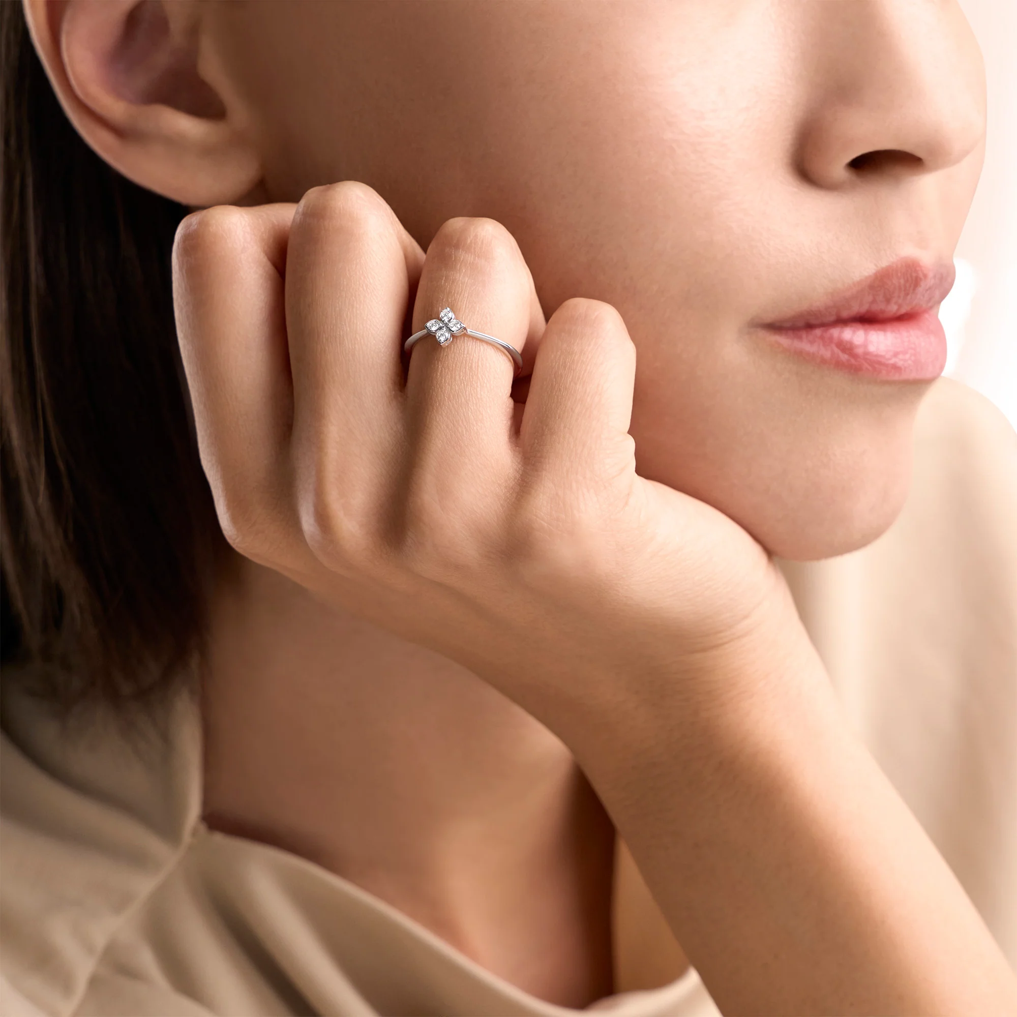 PRINCESS FLOWER RING FOR CAROUSEL WITH DIAMONDS - Image 4