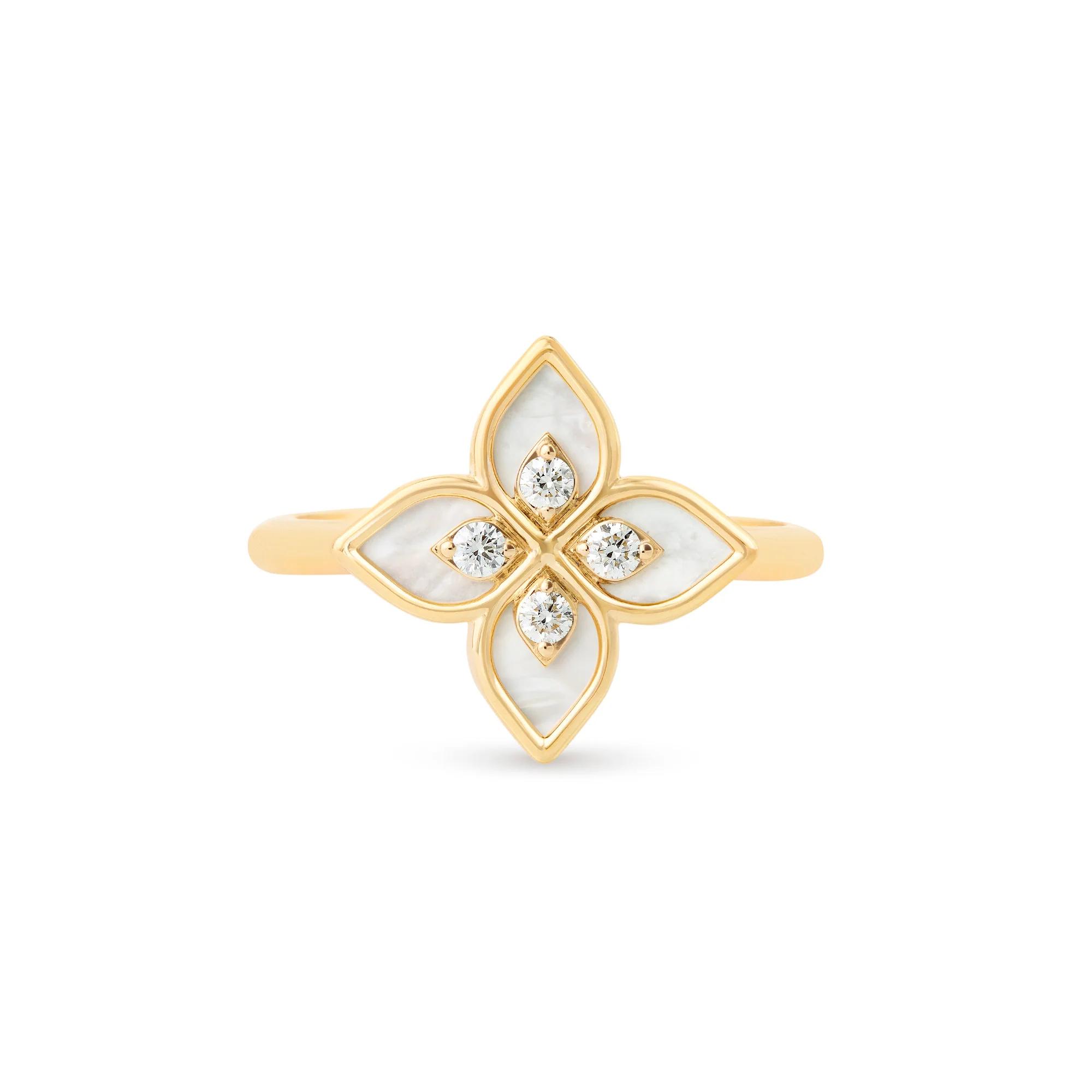 PRINCESS FLOWER RING FOR CAROUSEL WITH DIAMONDS AND MOTHER OF PEARL - Image 2