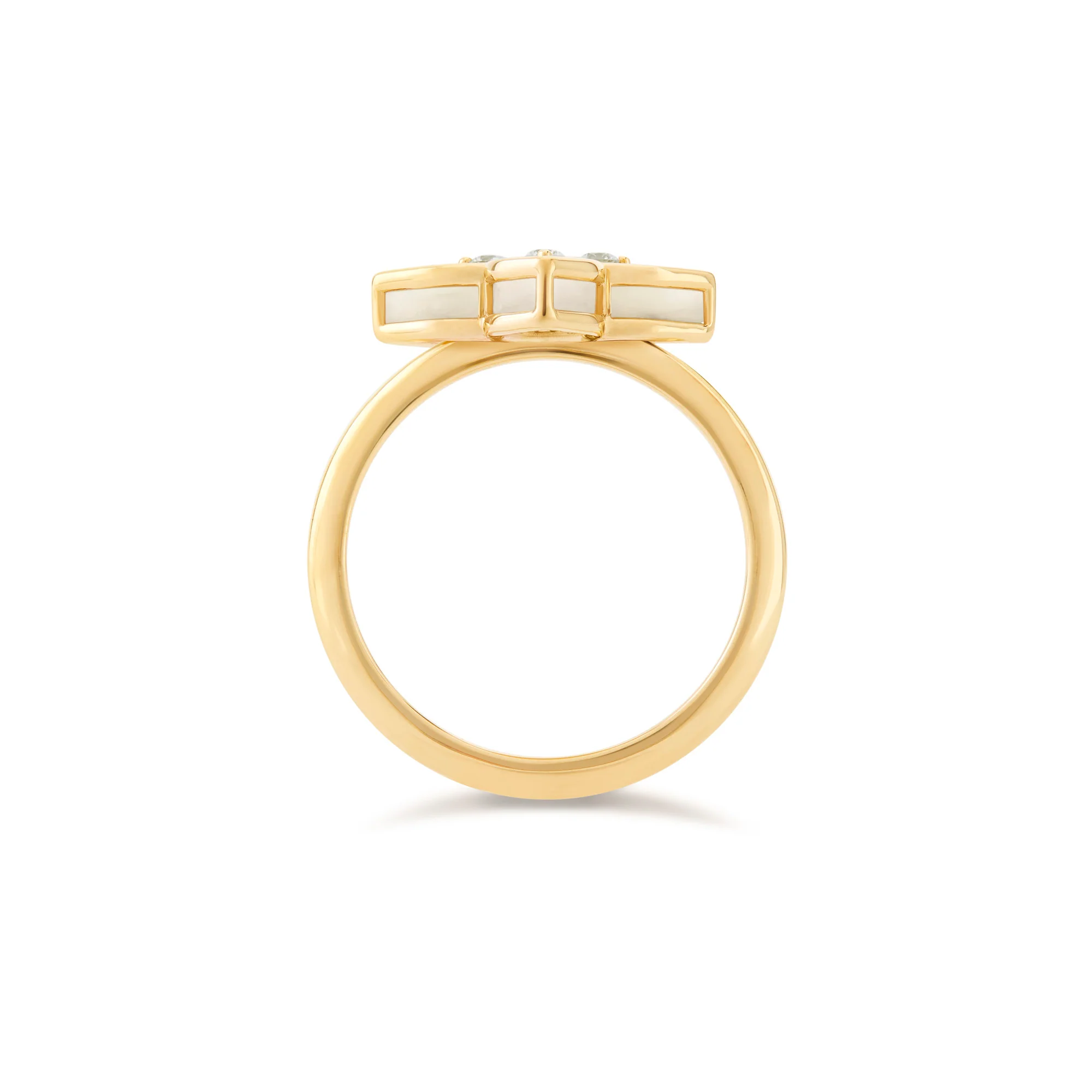 PRINCESS FLOWER RING FOR CAROUSEL WITH DIAMONDS AND MOTHER OF PEARL - Image 3