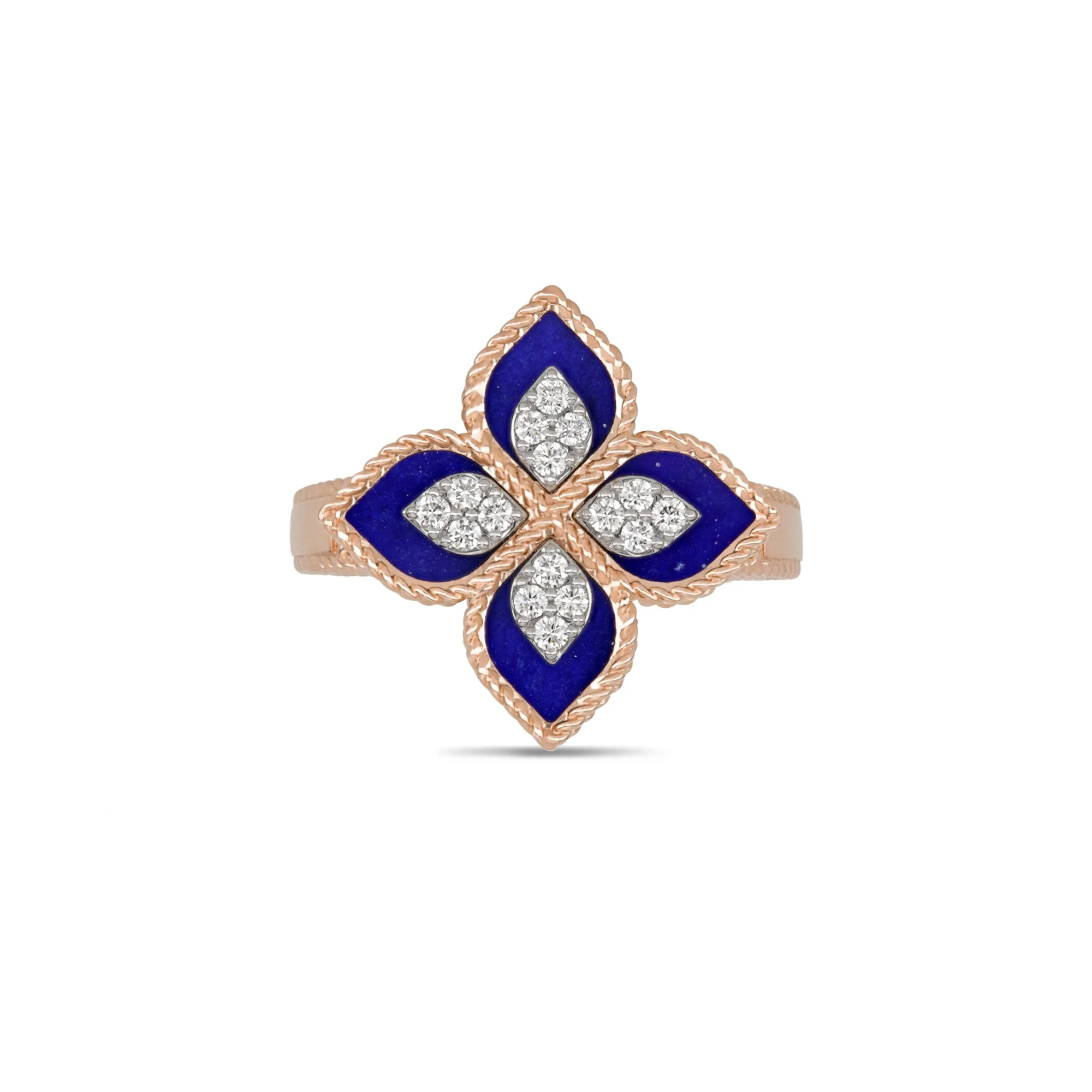 PRINCESS FLOWER RING WITH DIAMONDS AND LAPIS - Image 3