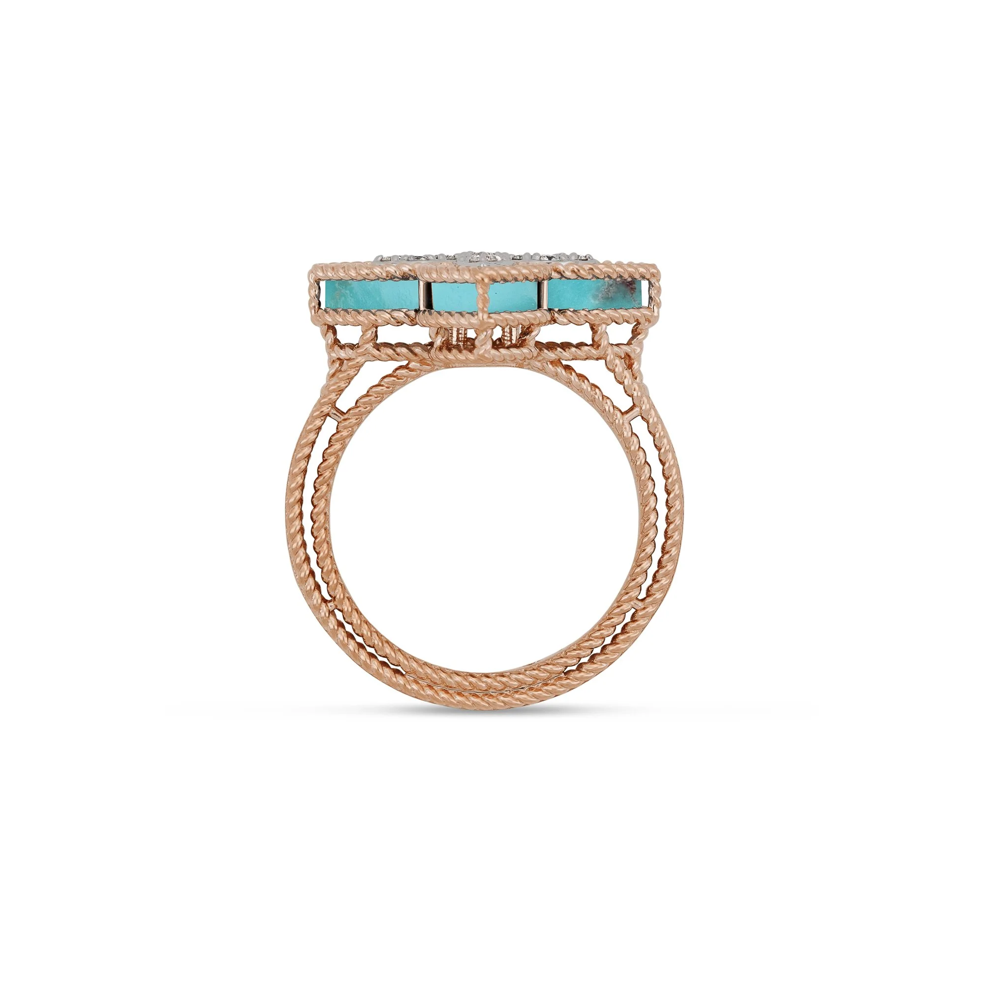 PRINCESS FLOWER RING WITH DIAMONDS AND TURQUOISE - Image 3