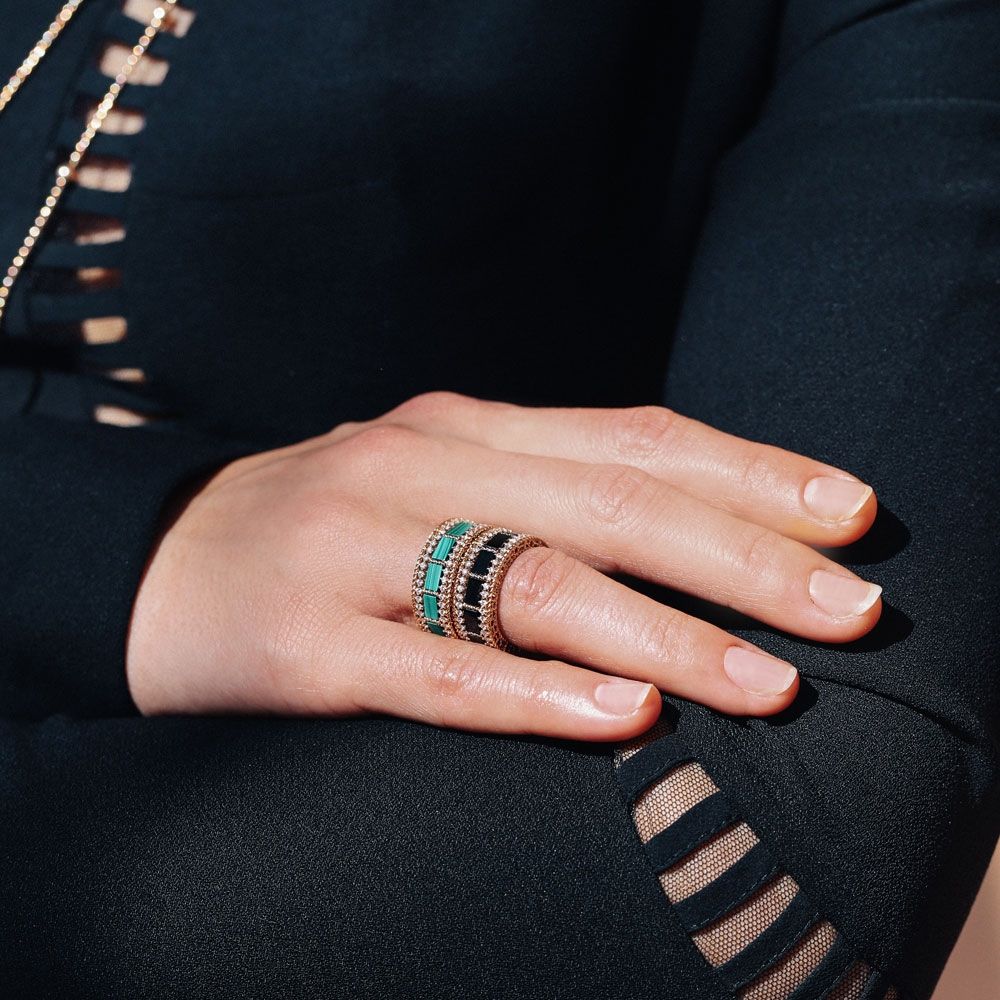 ART DECO RING WITH MALACHITE AND DIAMONDS - Image 2