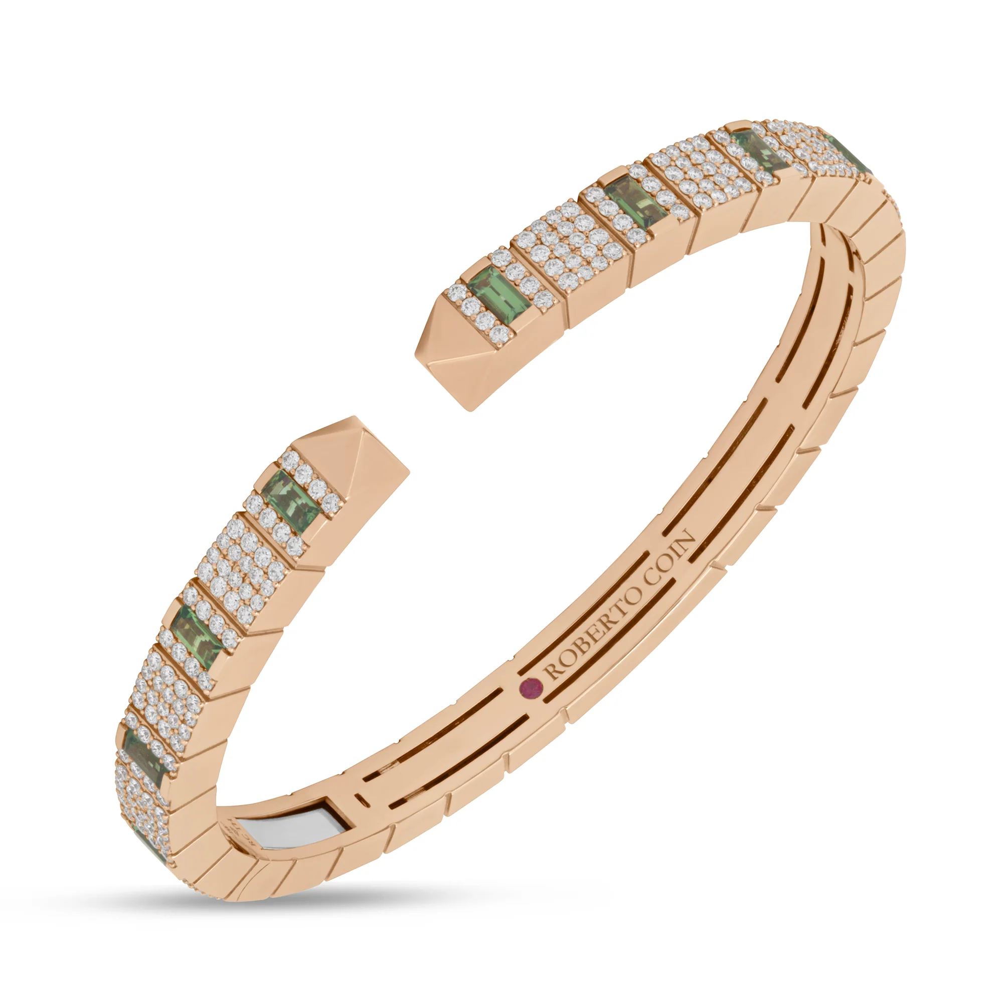 SAUVAGE PRIVĂ BANGLE WITH DIAMONDS AND GREEN TOURMALINE