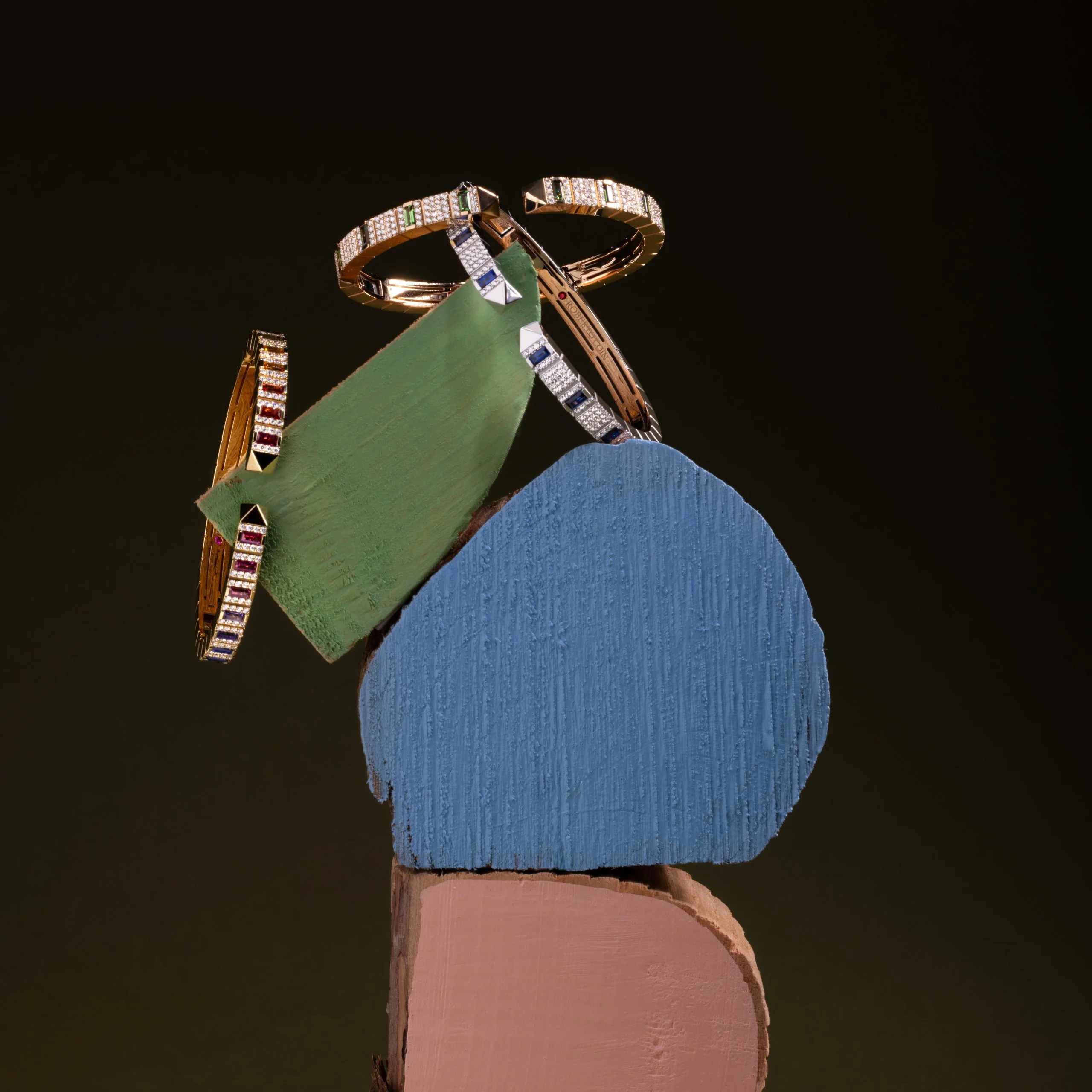 SAUVAGE PRIVĂ BANGLE WITH DIAMONDS AND GREEN TOURMALINE - Image 5